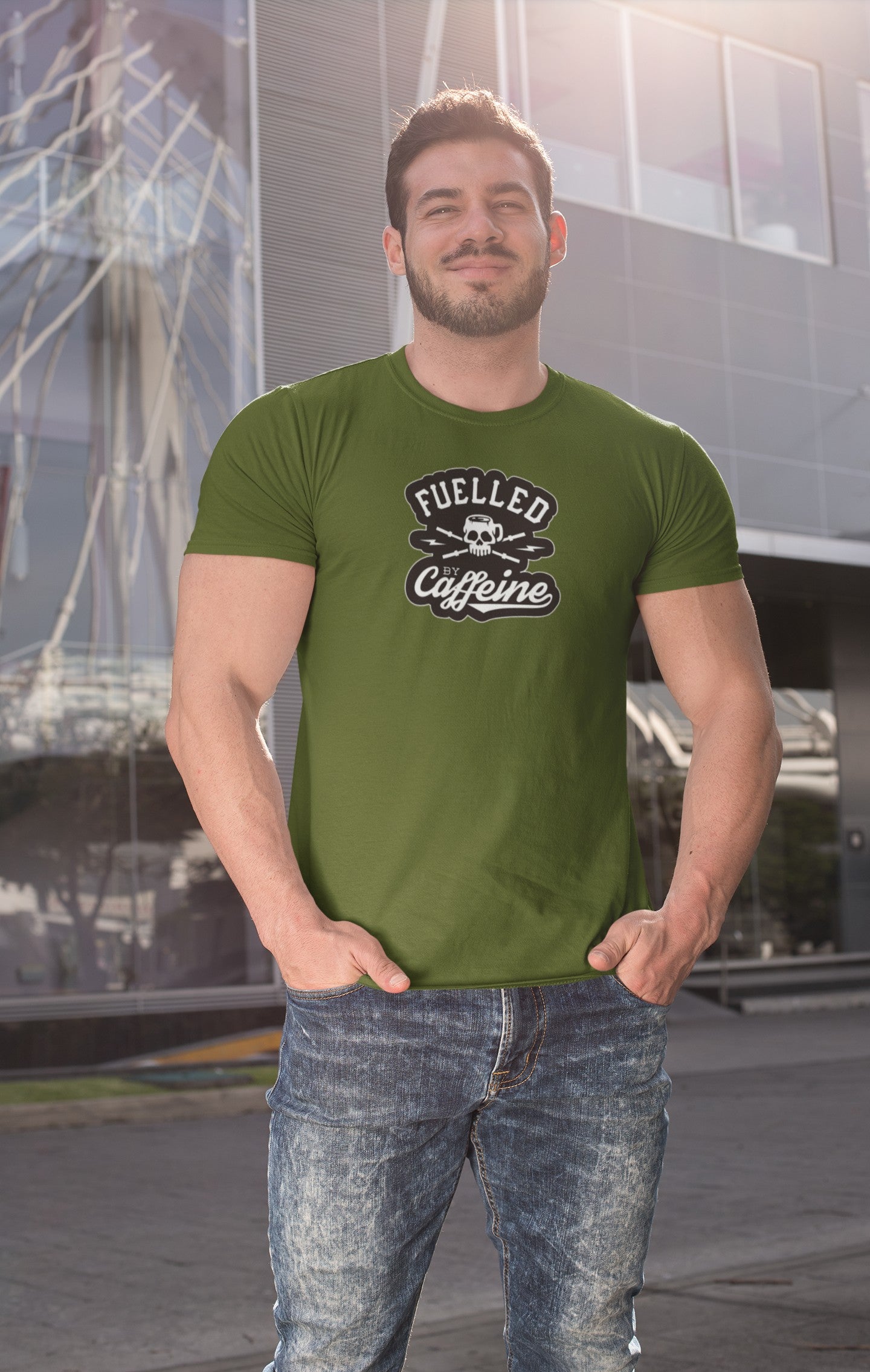Gym T Shirt - Fuel By Caffiene. Sports T Shirt by Strong Soul.