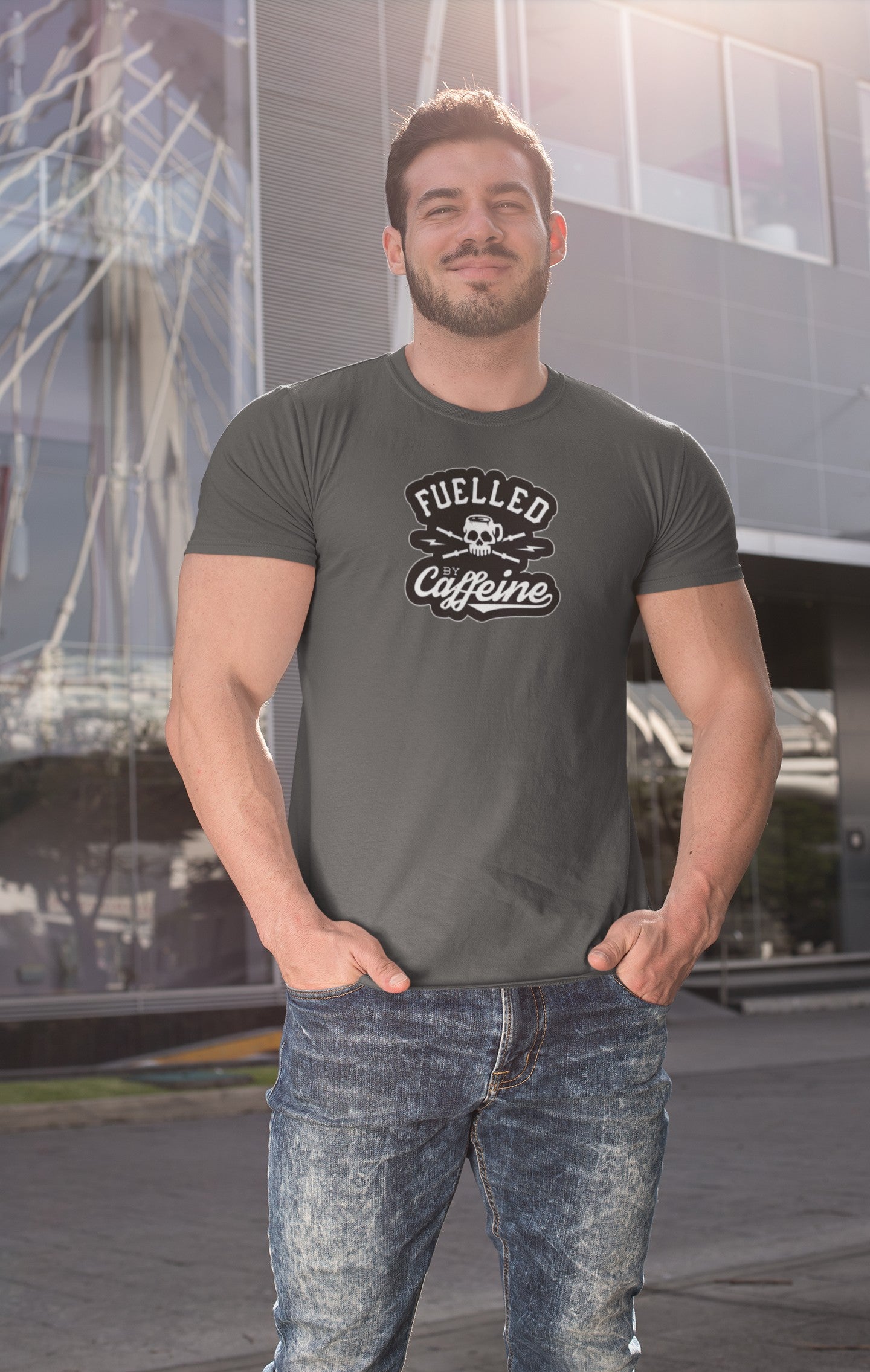 Gym T Shirt - Fuel By Caffiene. Sports T Shirt by Strong Soul.