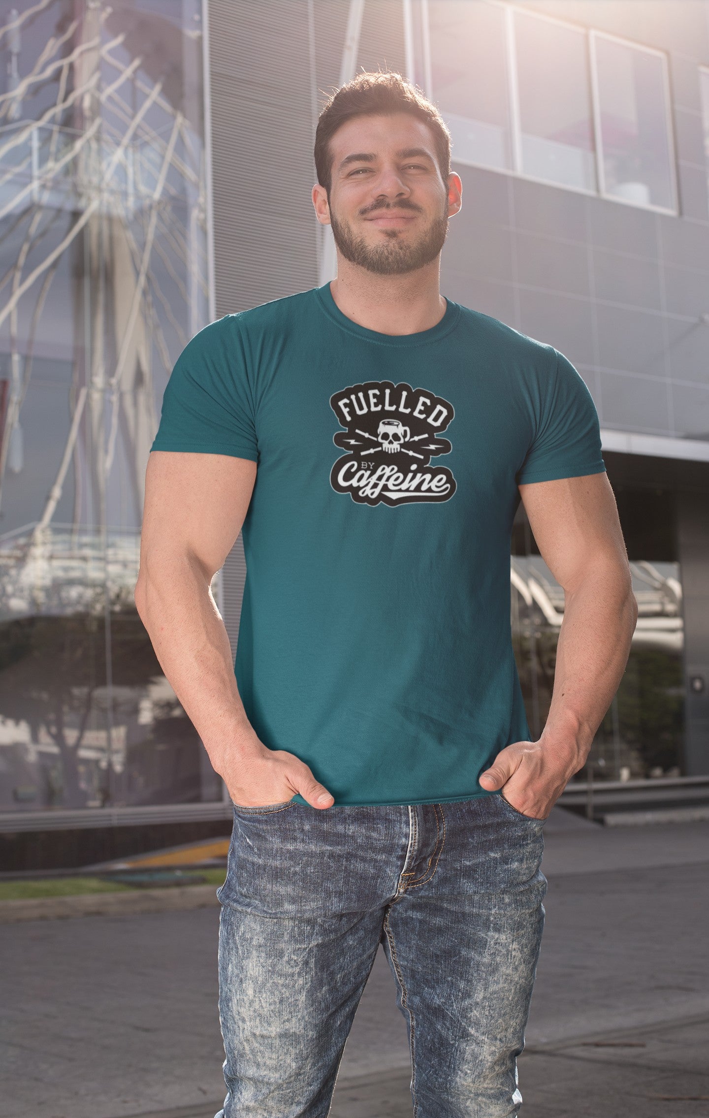 Gym T Shirt - Fuel By Caffiene. Sports T Shirt by Strong Soul.