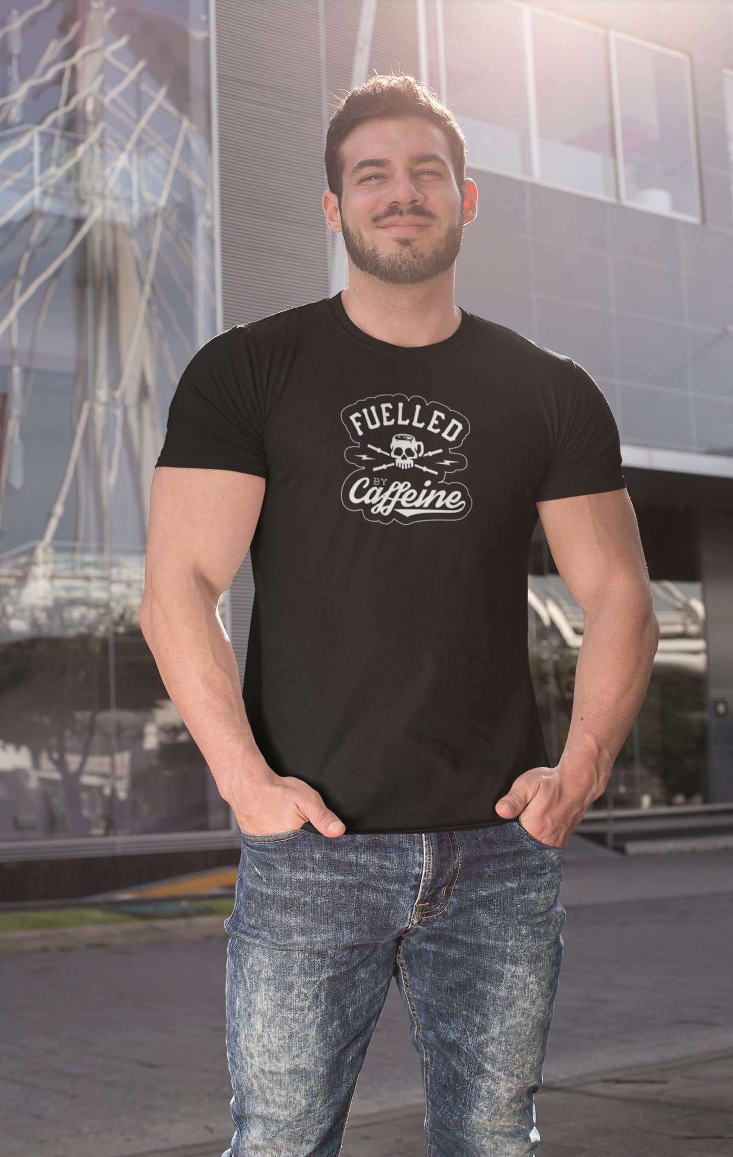 Gym T Shirt - Fuel By Caffiene. Sports T Shirt by Strong Soul.