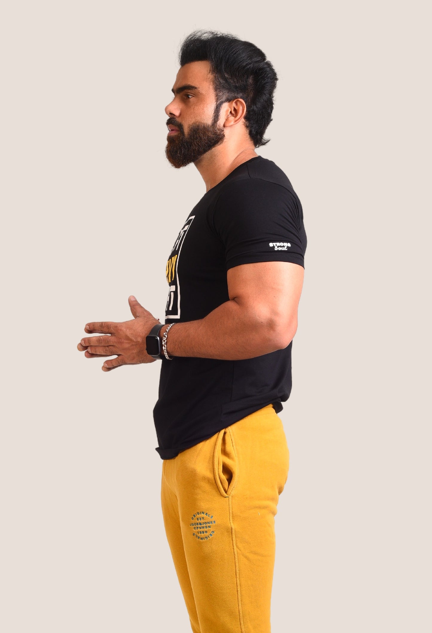 Gym T Shirt - Lift Heavy Shit - Men T-Shirt with premium cotton Lycra. The Sports T Shirt by Strong Soul