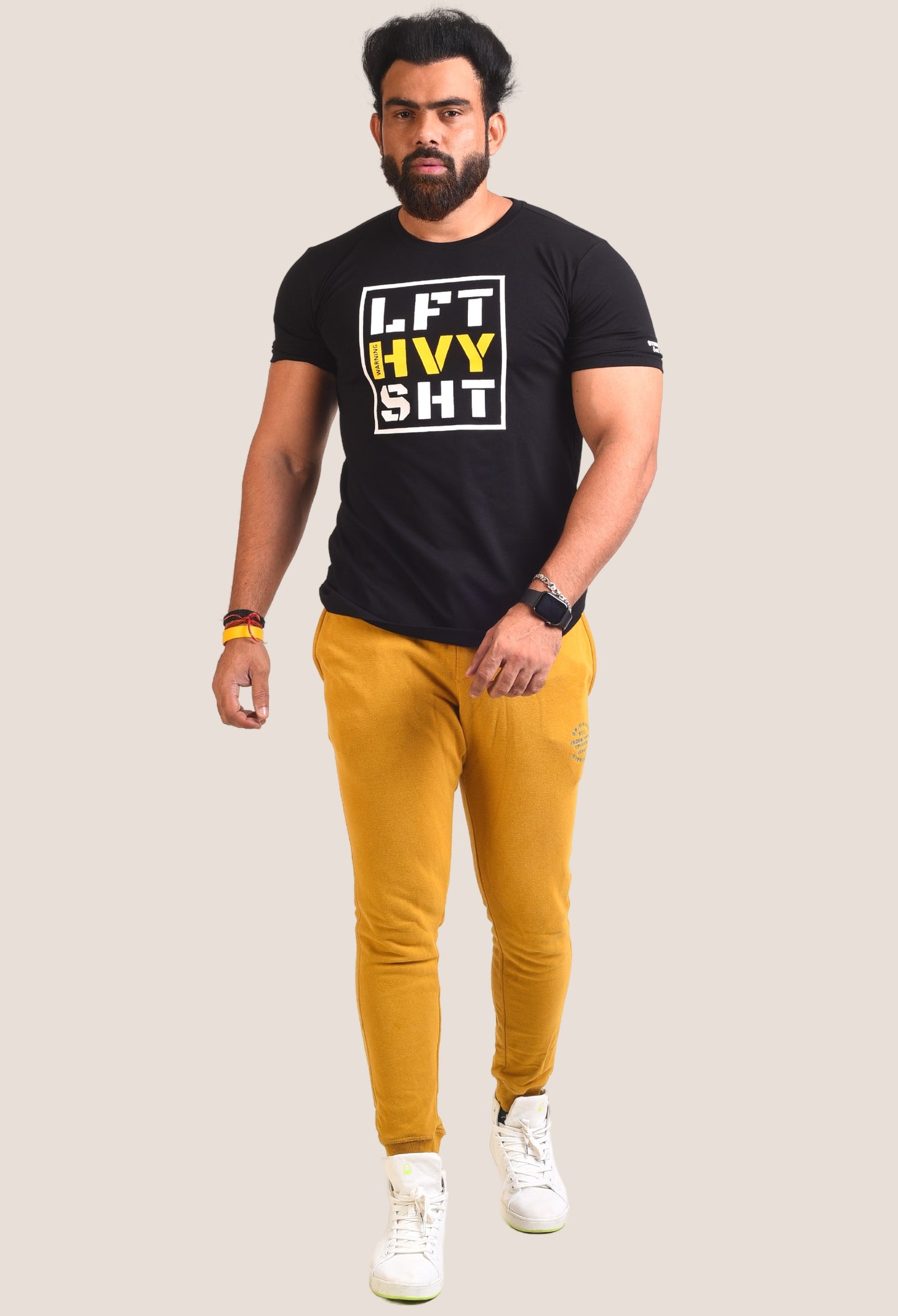 Gym T Shirt - Lift Heavy Shit - Men T-Shirt with premium cotton Lycra. The Sports T Shirt by Strong Soul