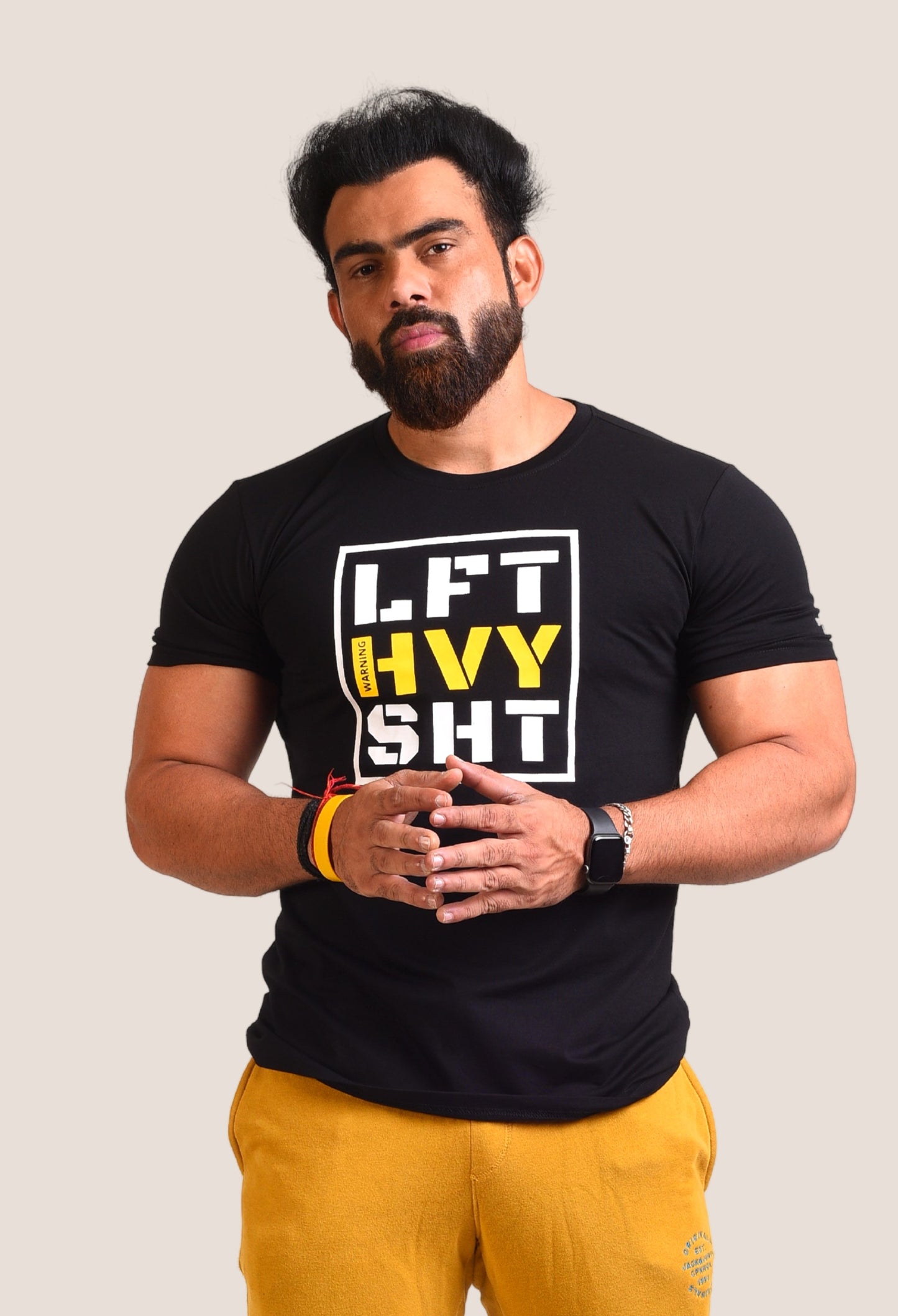 Gym T Shirt - Lift Heavy Shit - Men T-Shirt with premium cotton Lycra. The Sports T Shirt by Strong Soul
