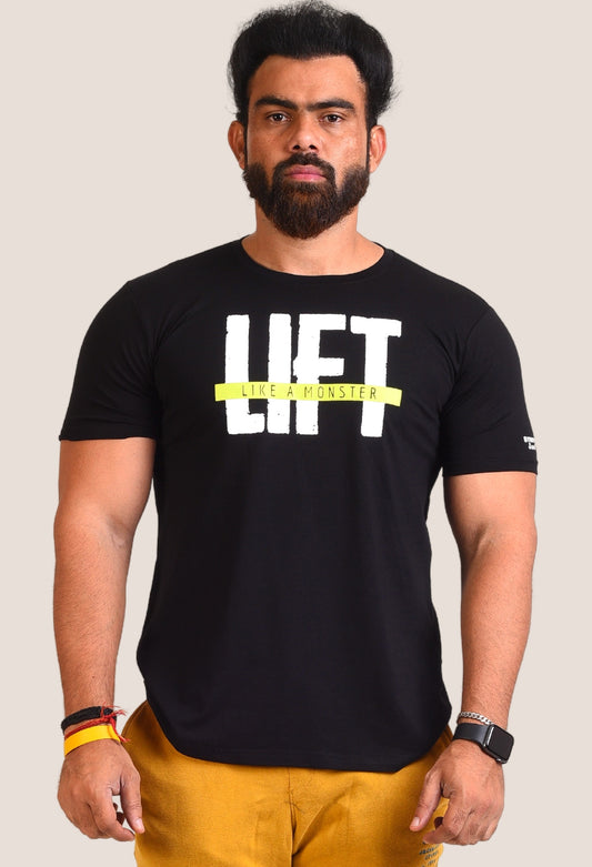 Gym T Shirt - Lift Like A Monster - Men T-Shirt with premium cotton Lycra. The Sports T Shirt by Strong Soul