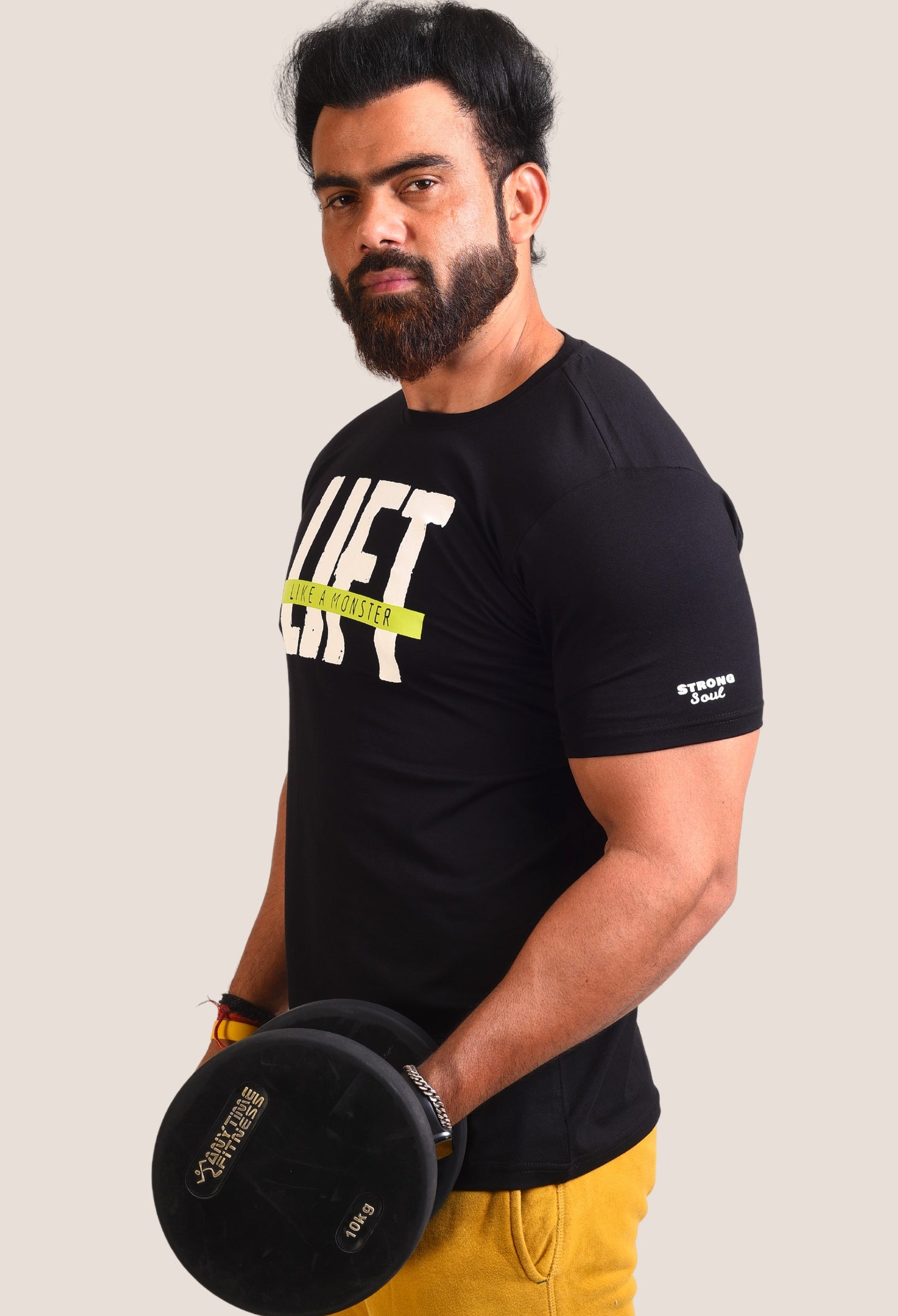 Gym T Shirt - Lift Like A Monster - Men T-Shirt with premium cotton Lycra. The Sports T Shirt by Strong Soul