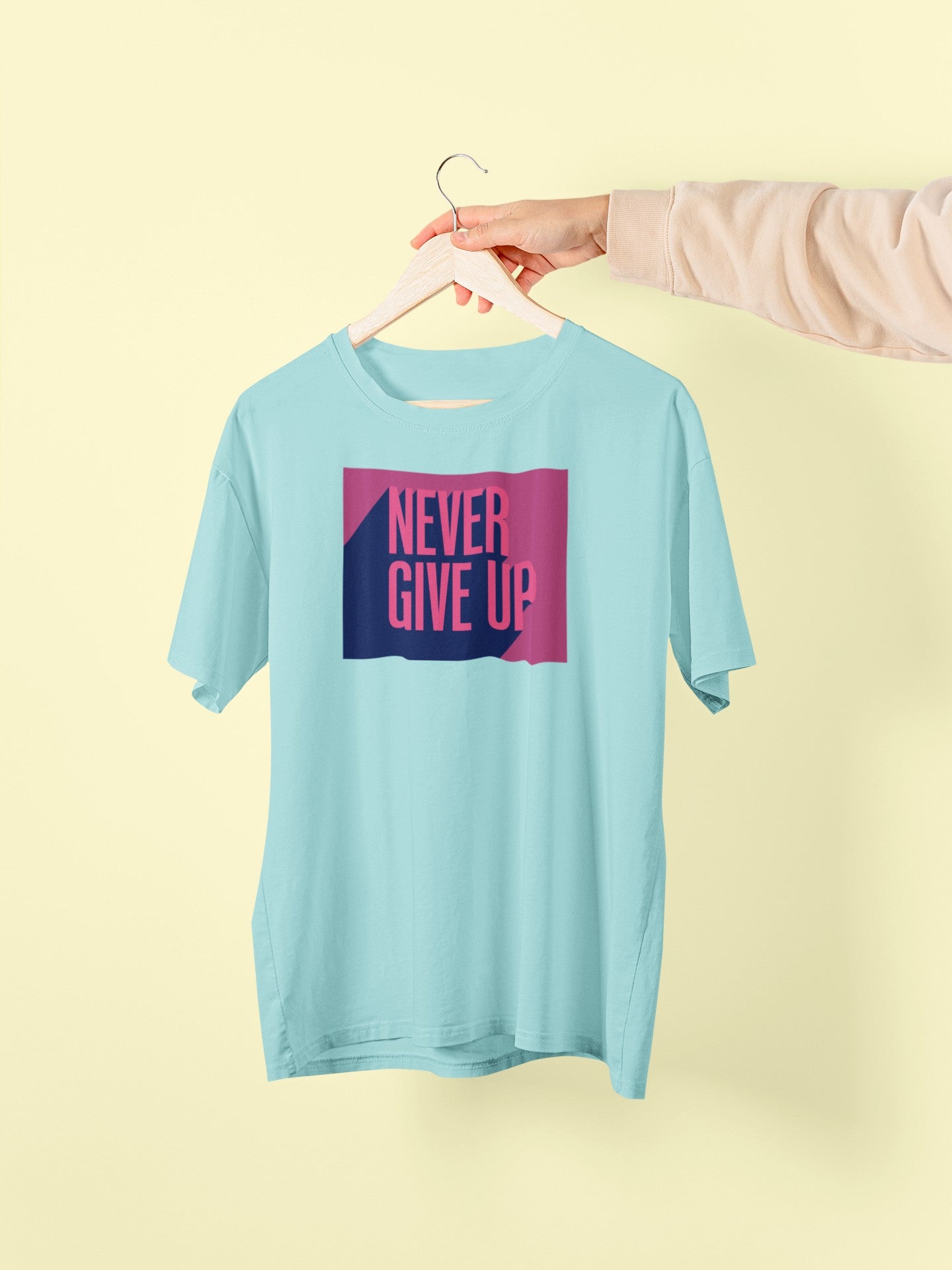 Gym T Shirt - Never Give Up 2.0 - Men T-Shirt with premium cotton Lycra. The Sports T Shirt by Strong Soul