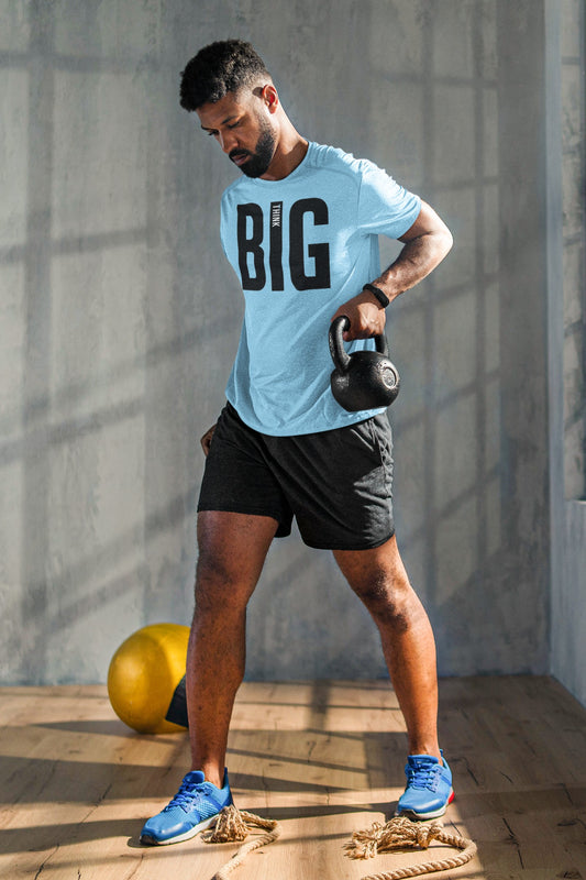 Gym T Shirt - Think Big with premium cotton Lycra. The Sports T Shirt by Strong Soul