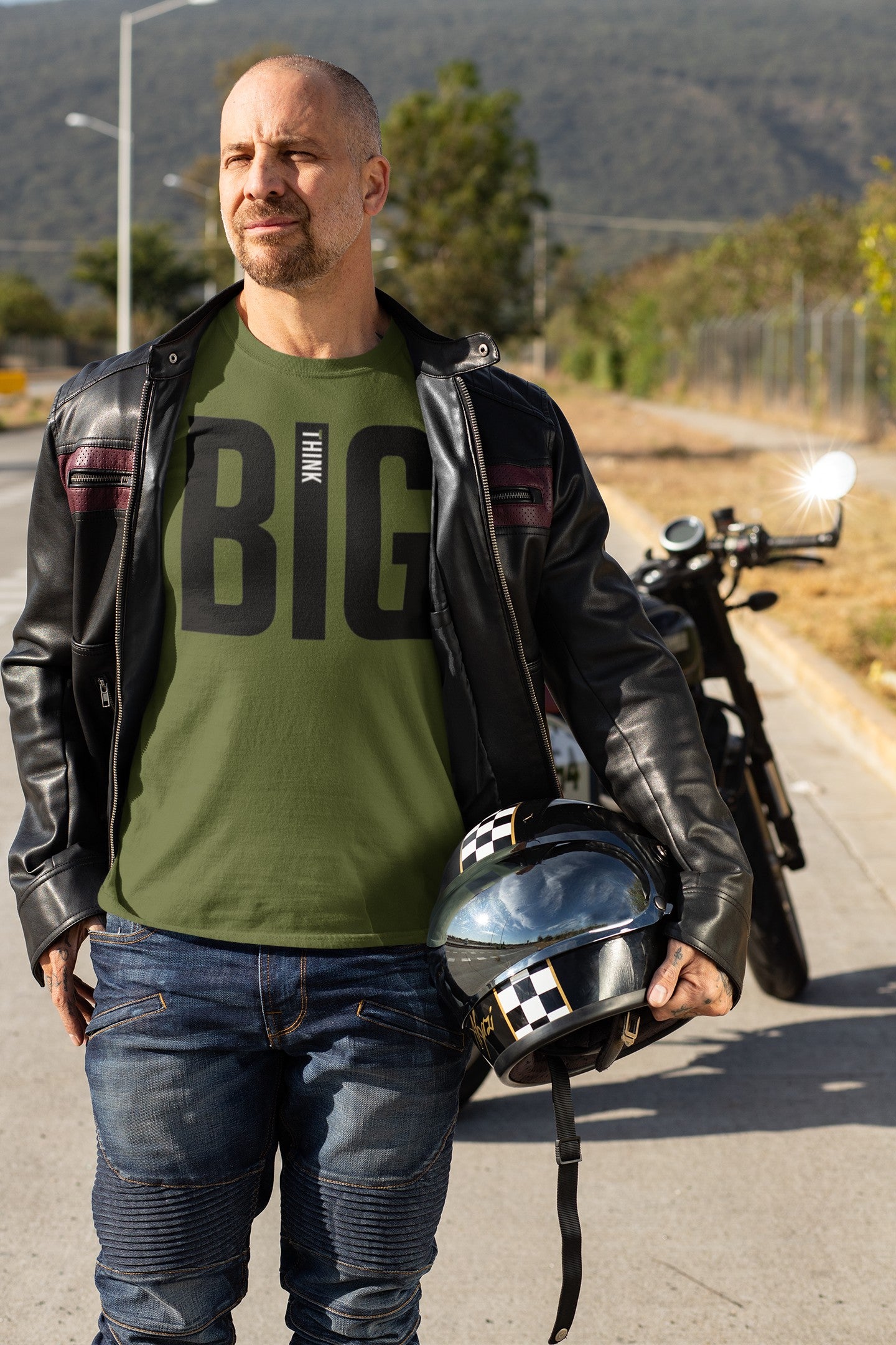 Gym T Shirt - Think Big with premium cotton Lycra. The Sports T Shirt by Strong Soul