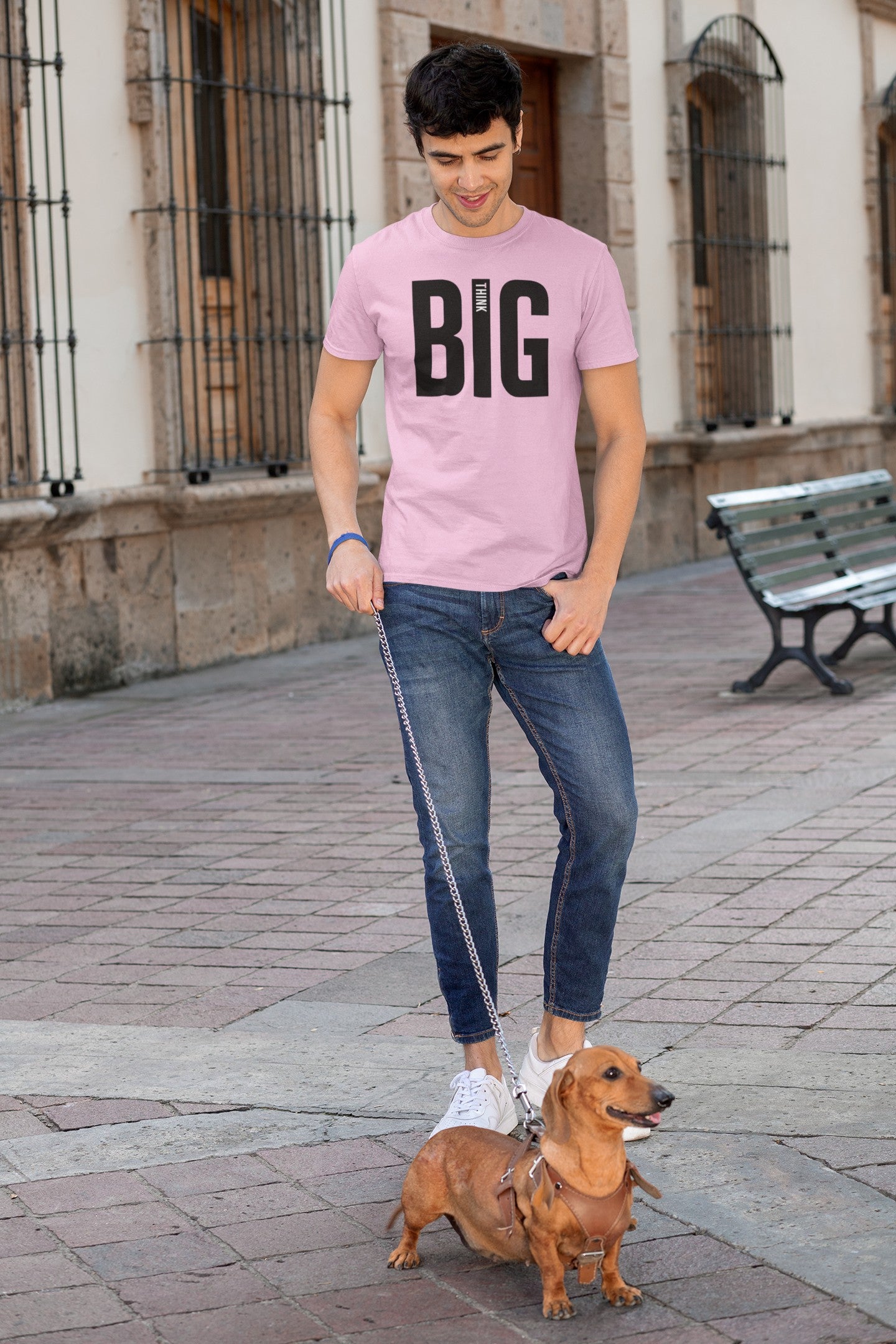 Gym T Shirt - Think Big with premium cotton Lycra. The Sports T Shirt by Strong Soul
