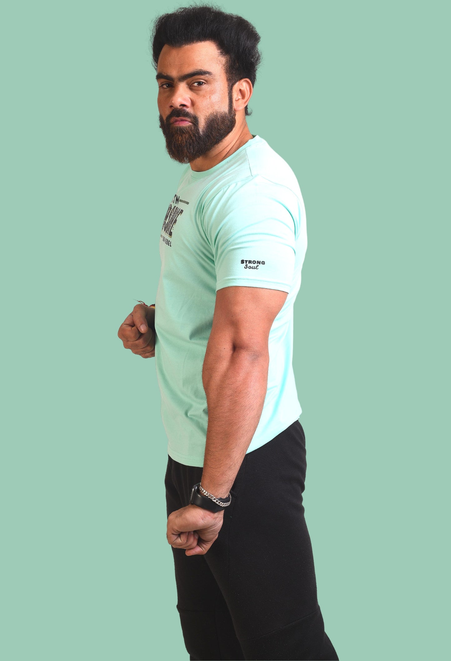 Gym T Shirt - Train Insane Iron Rebel - Men T-Shirt with premium cotton Lycra. The Sports T Shirt by Strong Soul