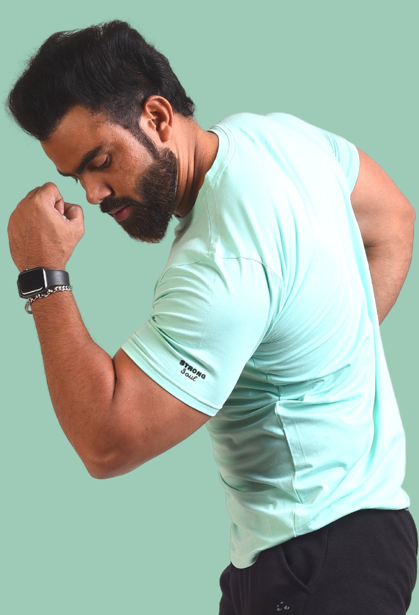 Gym T Shirt - Train Insane Iron Rebel - Men T-Shirt with premium cotton Lycra. The Sports T Shirt by Strong Soul