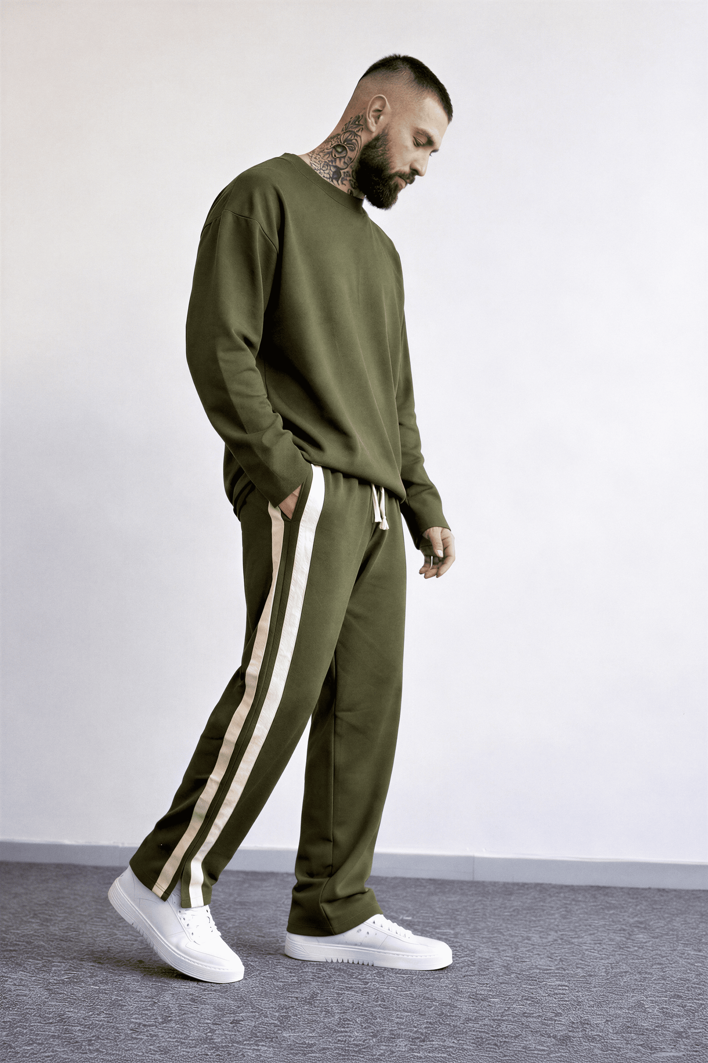 Army Green - Pajama P108 + Oversized T-Shirt Co-ord