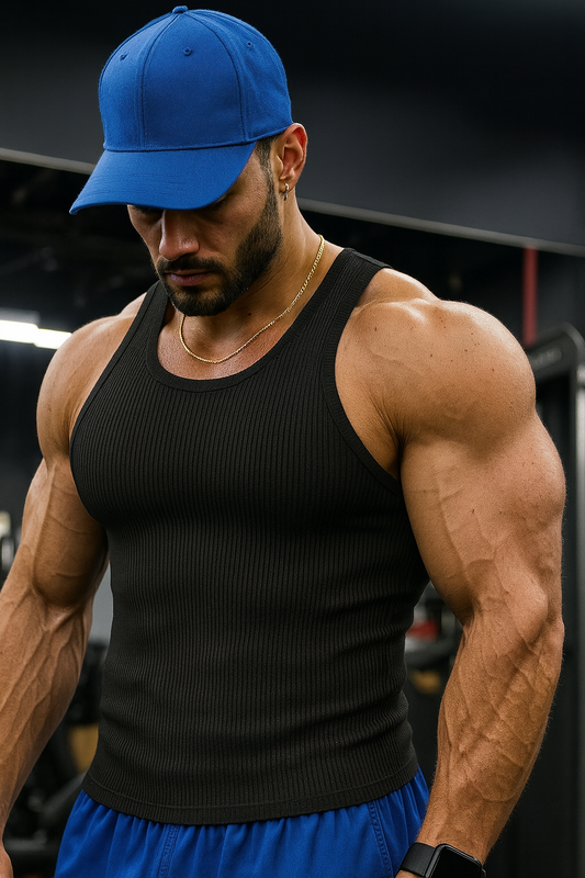 Black - T111 - Rib Gym Tank Top
