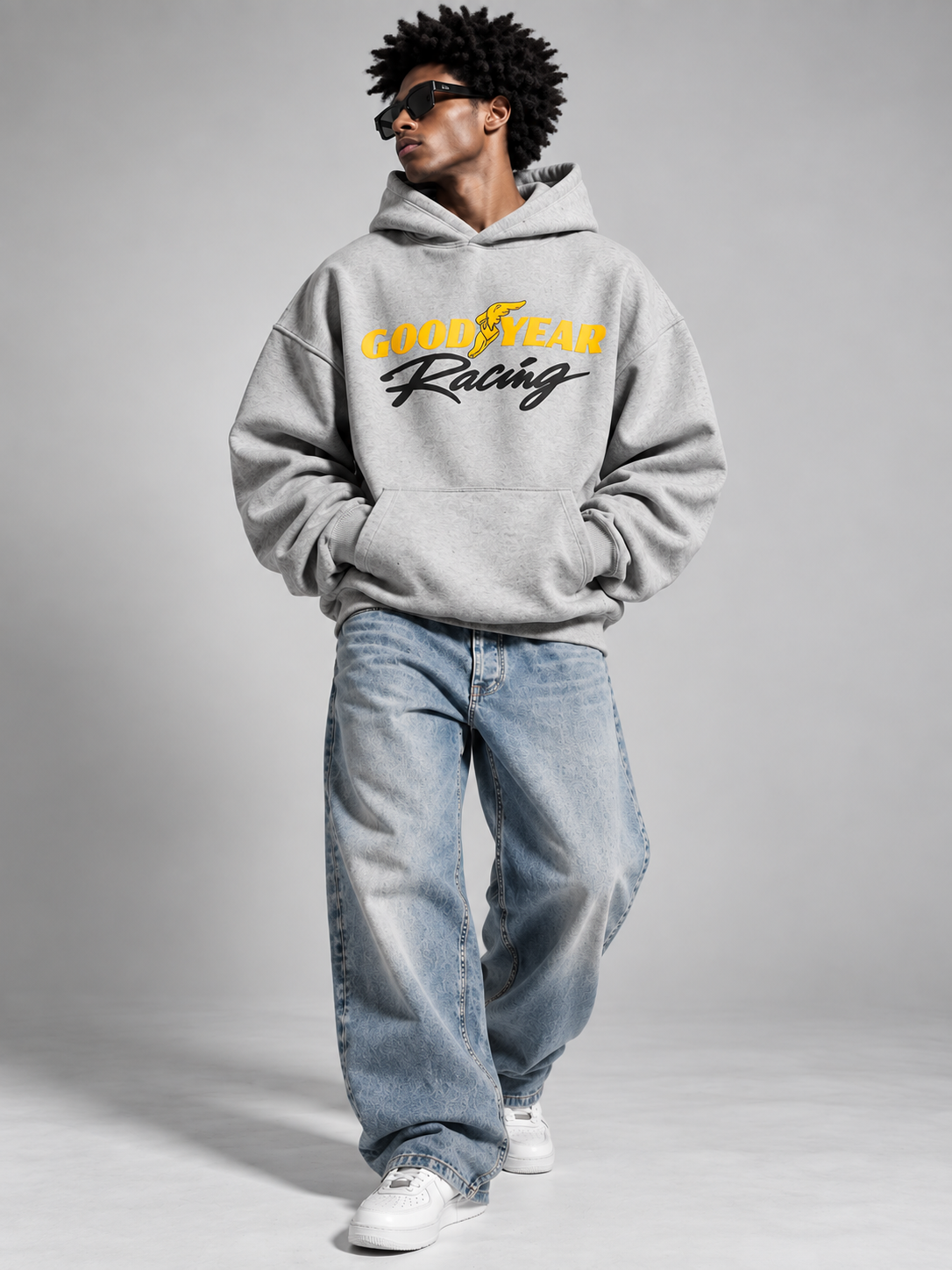 Grey - Good Racing - Oversized Hoodie