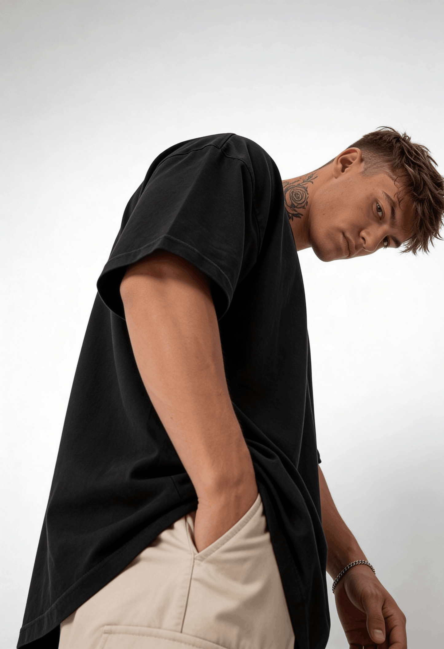 Plain - T-Shirt - Black - Oversized