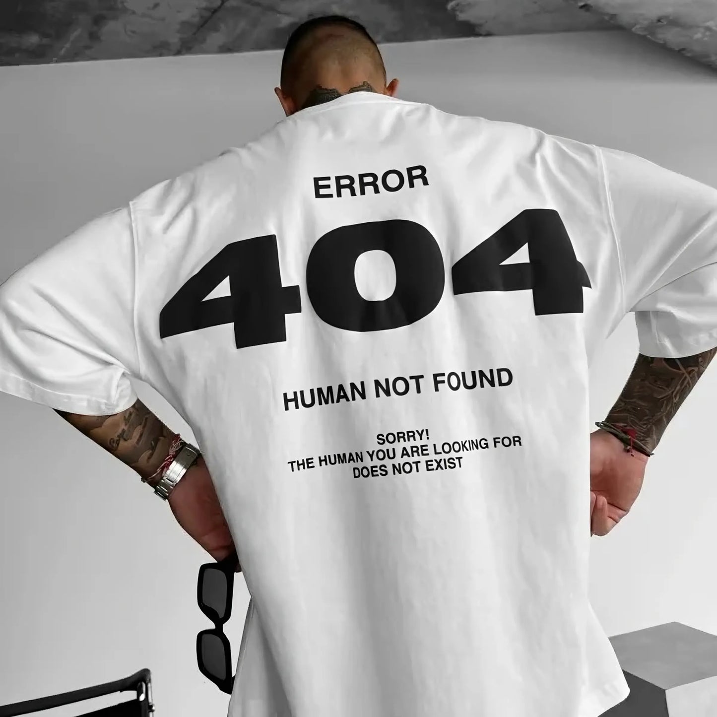 T-Shirt - 404 Not Found - White - Oversized