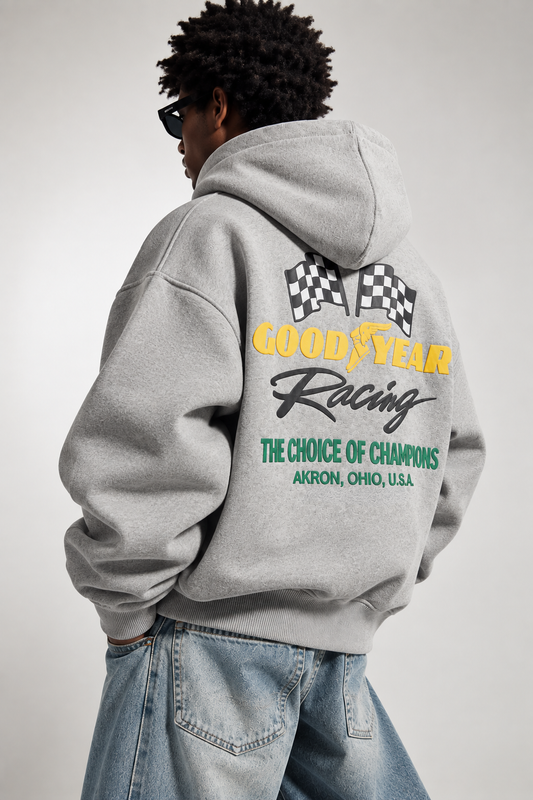 Grey - Good Racing - Oversized Hoodie