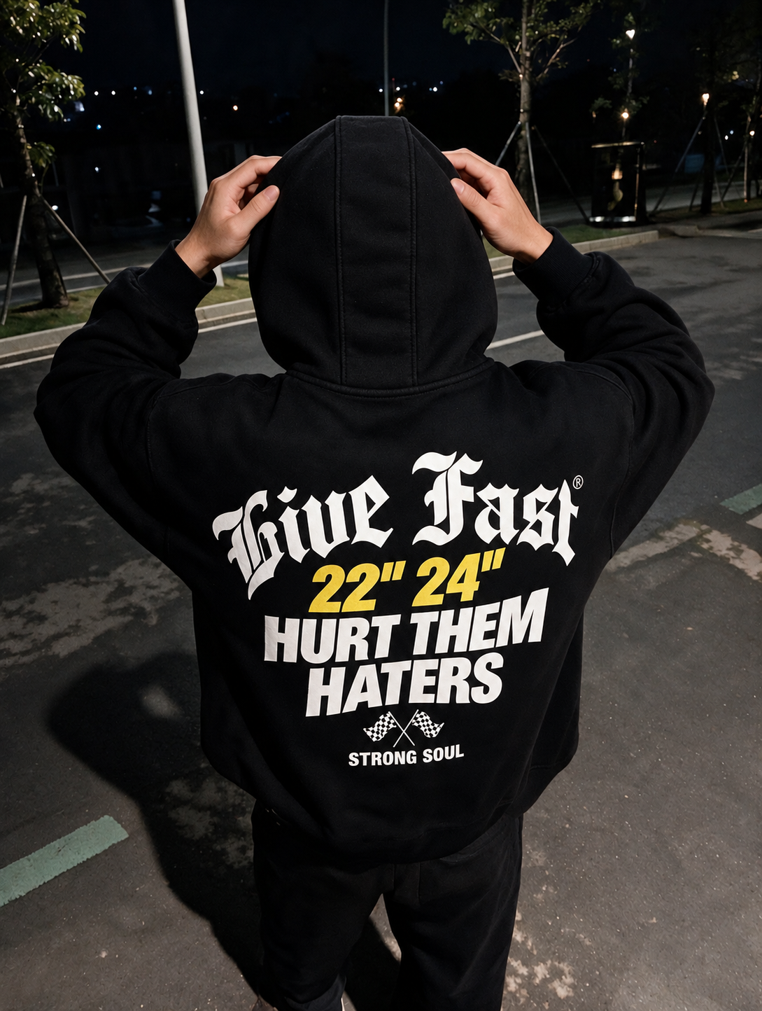 Black - Live Fast Hurt Them Haters - Oversized Hoodie 430 GSM