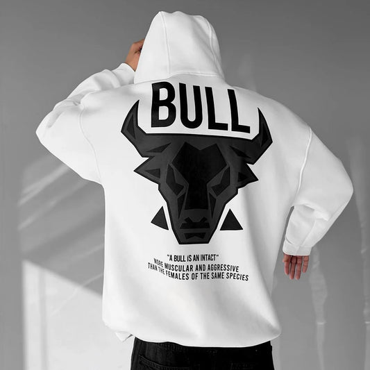 The Bull - White + Black - Oversized Hoodie 400 GSM