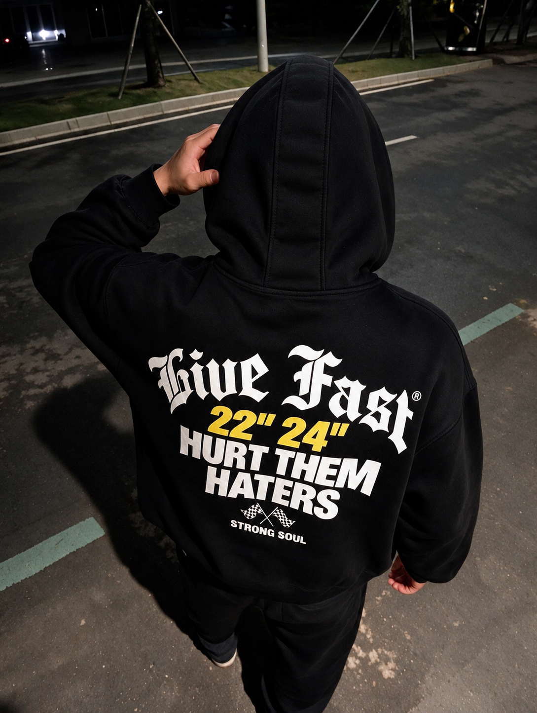 Black - Live Fast Hurt Them Haters - Oversized Hoodie 430 GSM