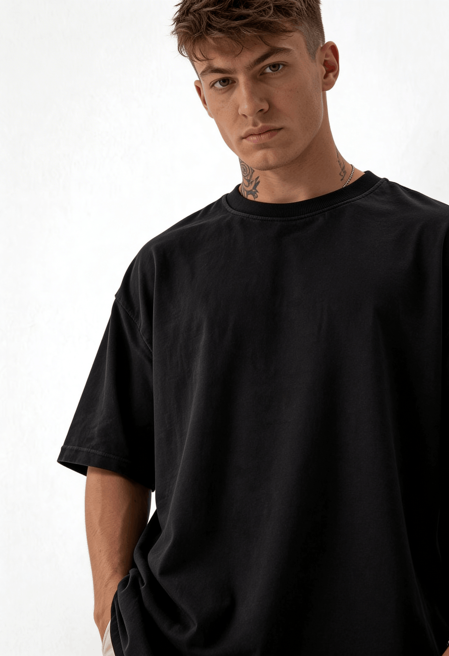 Plain - T-Shirt - Black - Oversized