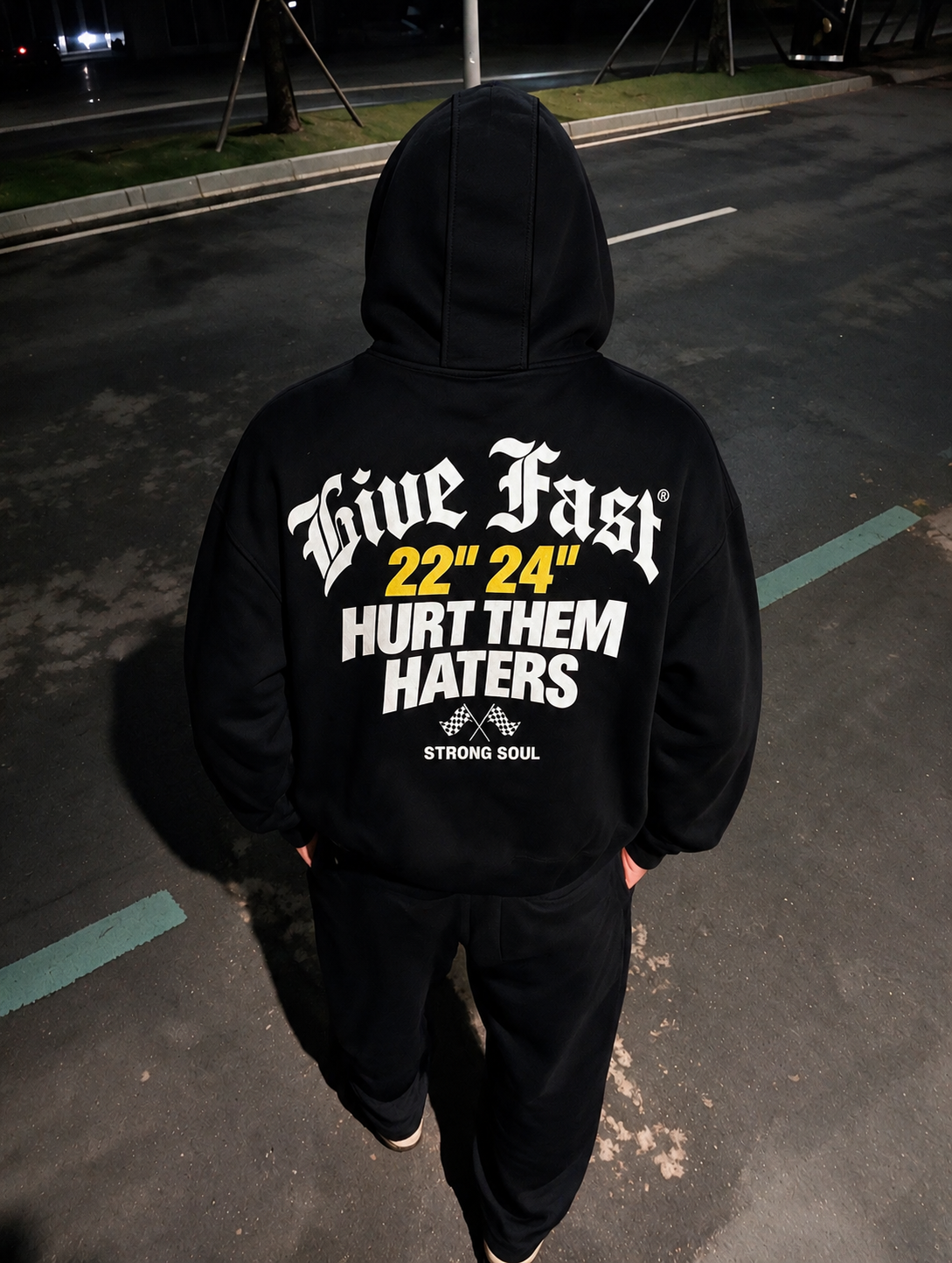 Black - Live Fast Hurt Them Haters - Oversized Hoodie 430 GSM
