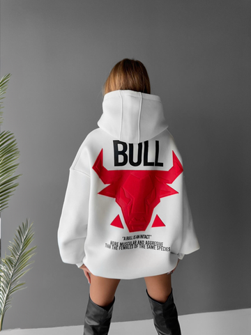 The Bull White Oversize Hoodie 400 GSM