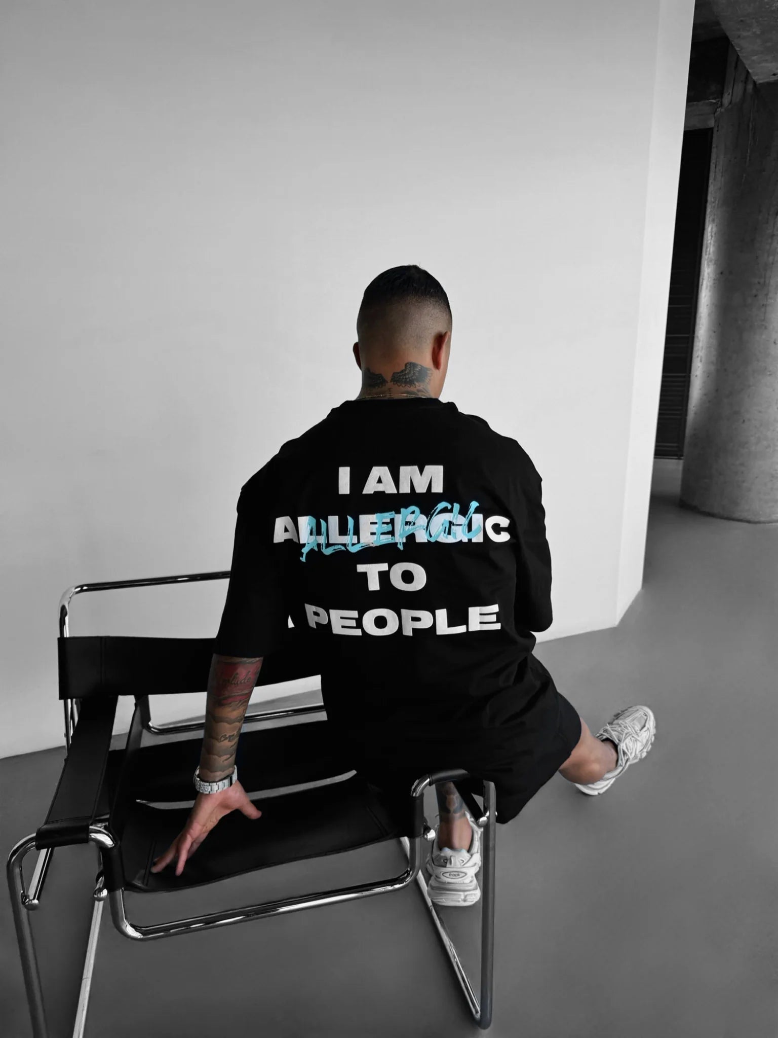 Allergic To People - Black - Gym Oversized T Shirt Strong Soul Shirts & Tops