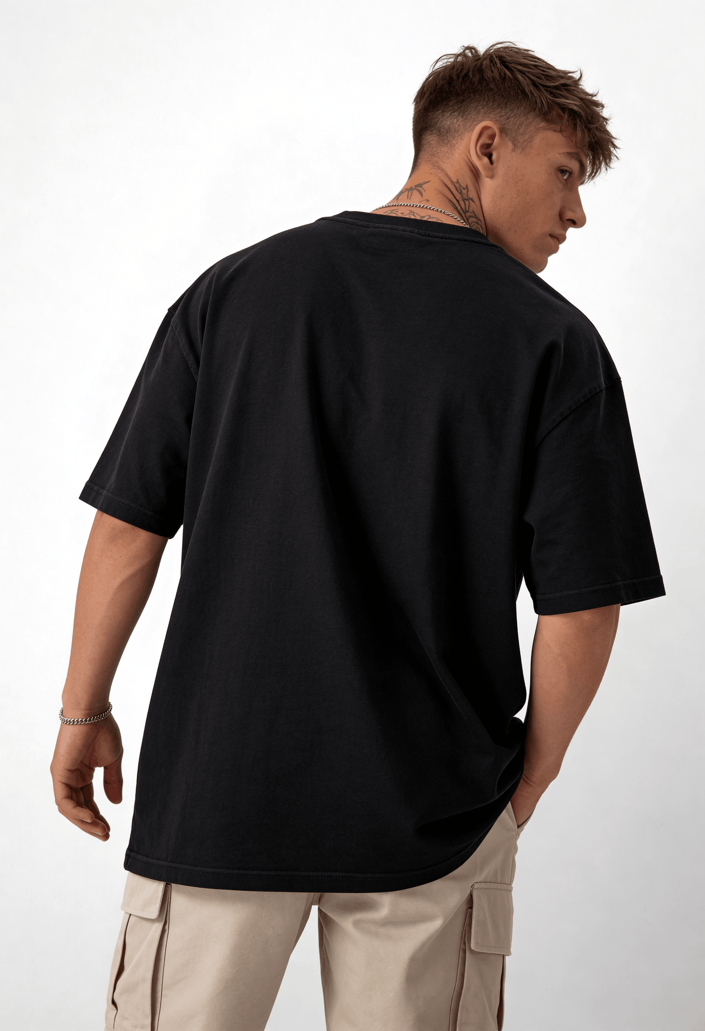 Plain - T-Shirt - Black - Oversized