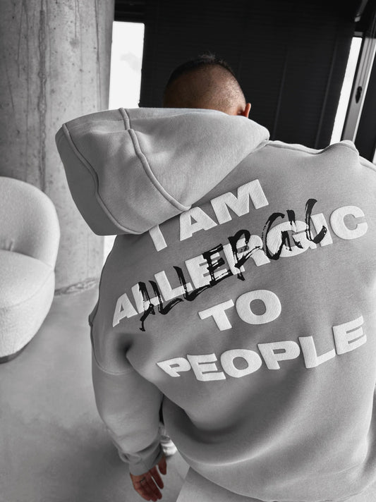 I Am Allergic to People - Light Grey - Oversize Hoodie - 400 GSM