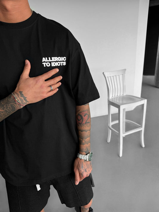 Allergic To Idiots - Black - Oversized T Shirt Strong Soul Shirts & Tops