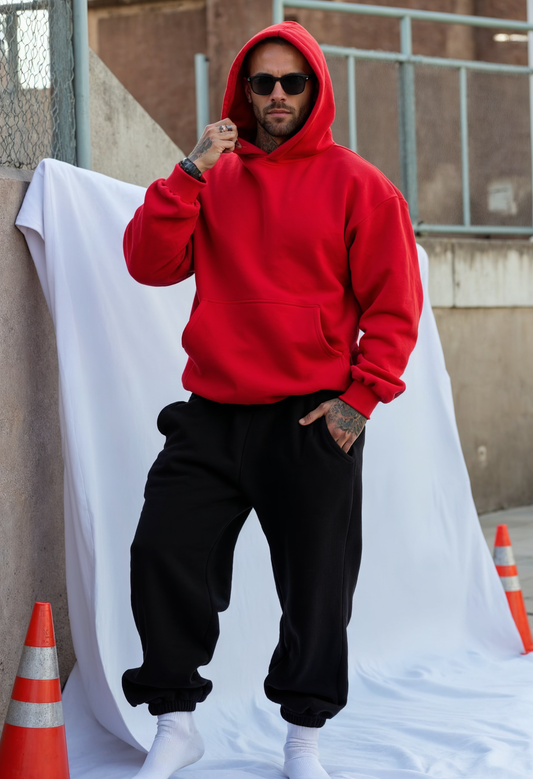 Red + Black - Hoodie And Sweatpants - Co-ord Set