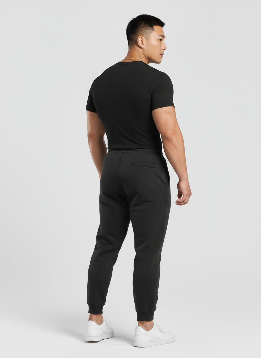 Black - Slim Fit - T-Shirt Ribbed