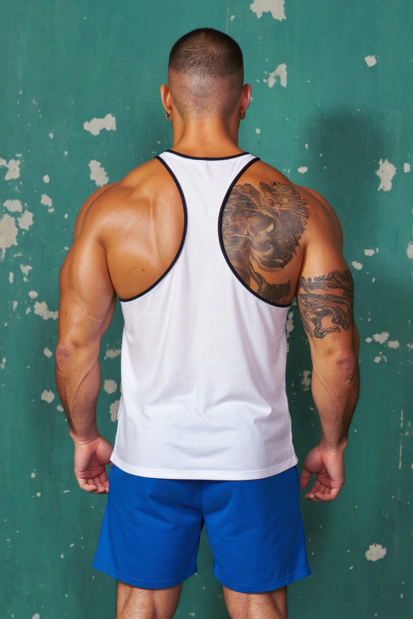 White Black - T109 - Pumping Iron - Gym Tank Top