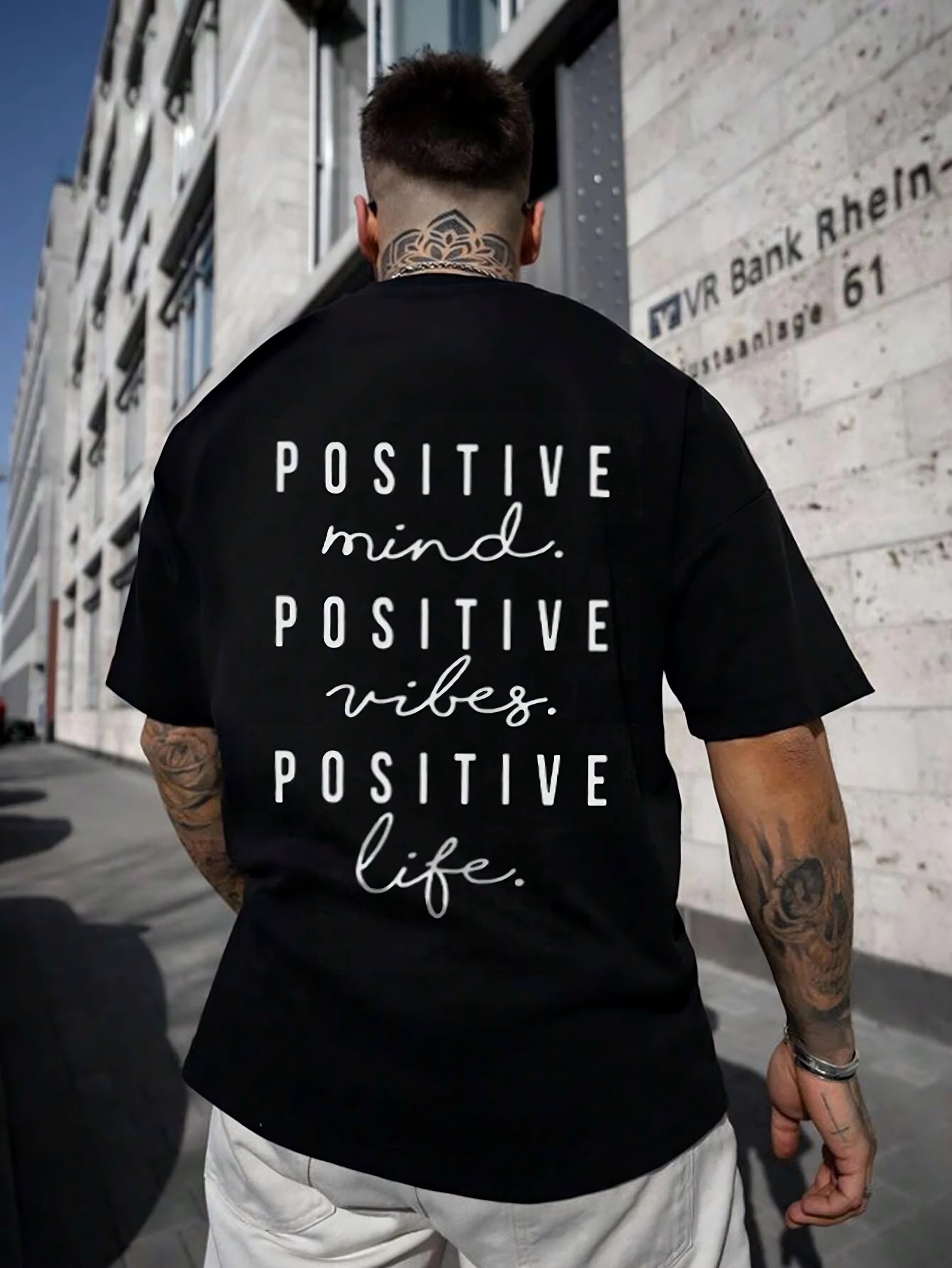 Positive Mind Vibes Life - Black - Gym Oversized T Shirt Strong Soul Shirts & Tops