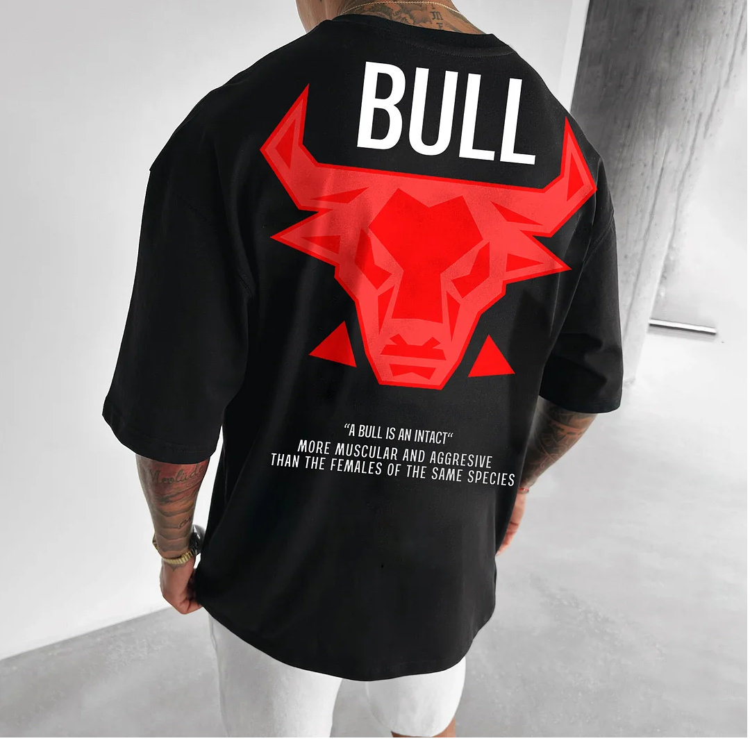The BULL - Black - Gym Oversized T Shirt Strong Soul Shirts & Tops