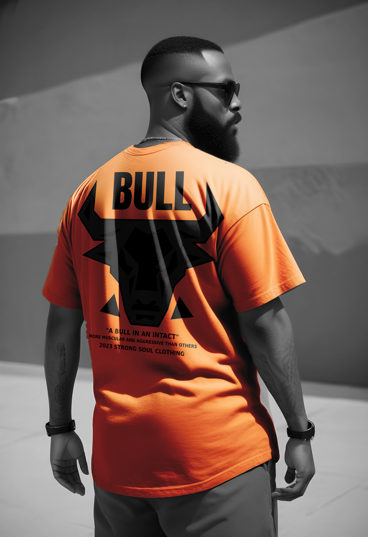 Bull - Orange - Oversized T Shirt Strong Soul Shirts & Tops