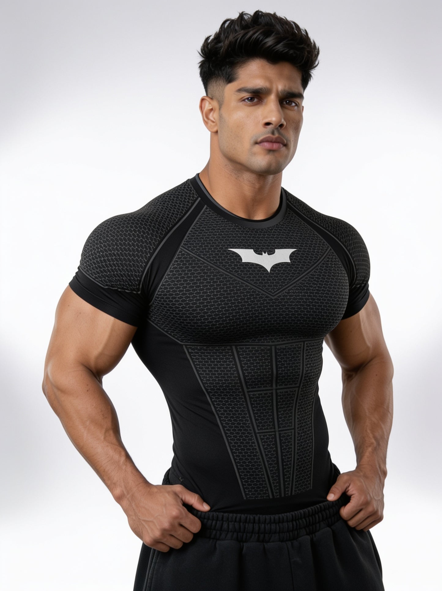 Black - Bat Abs - Cotton Lycra Compression