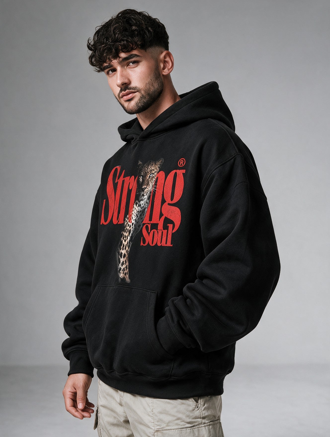 Black - Leopard - Oversized Hoodie 400 GSM
