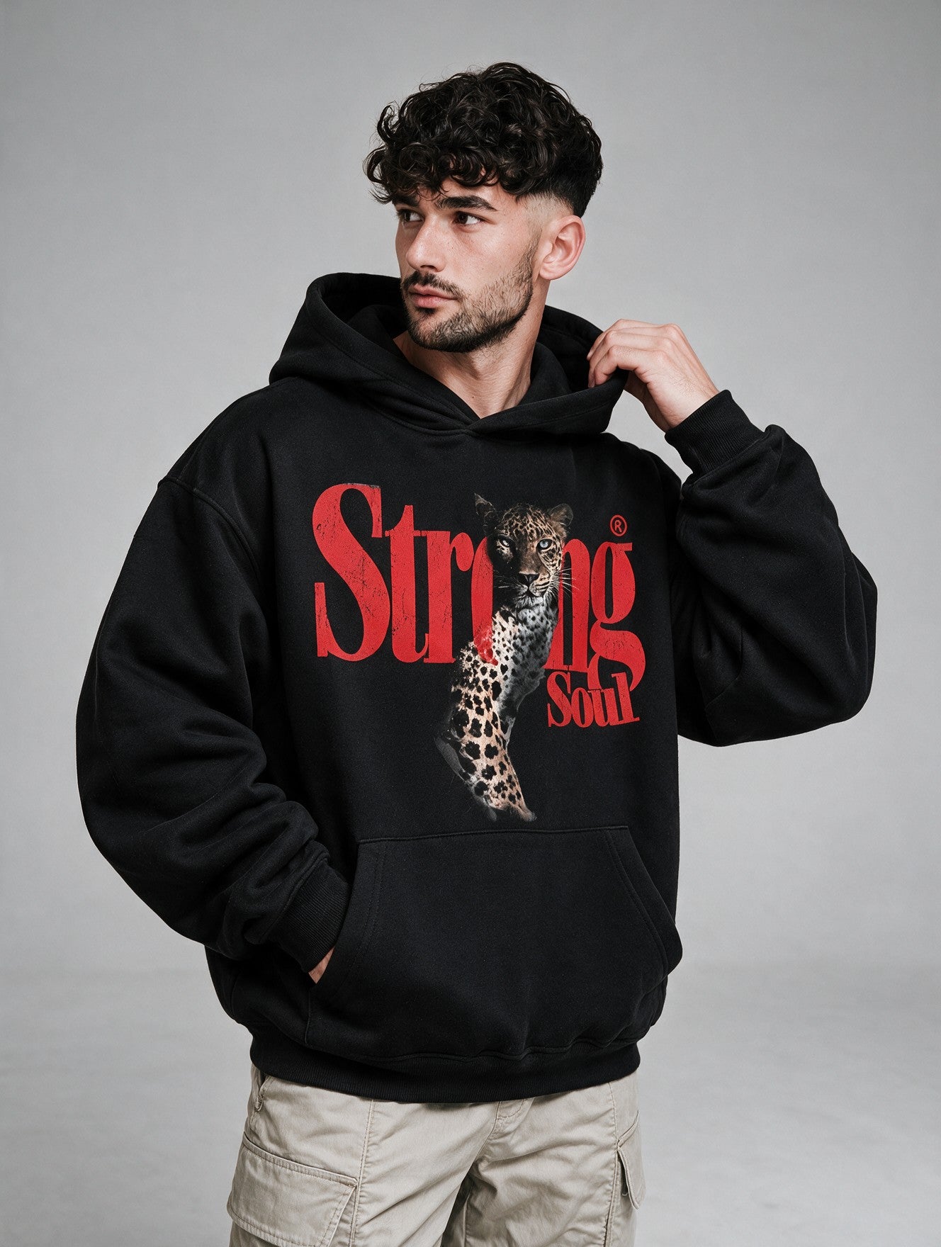 Black - Leopard - Oversized Hoodie 400 GSM