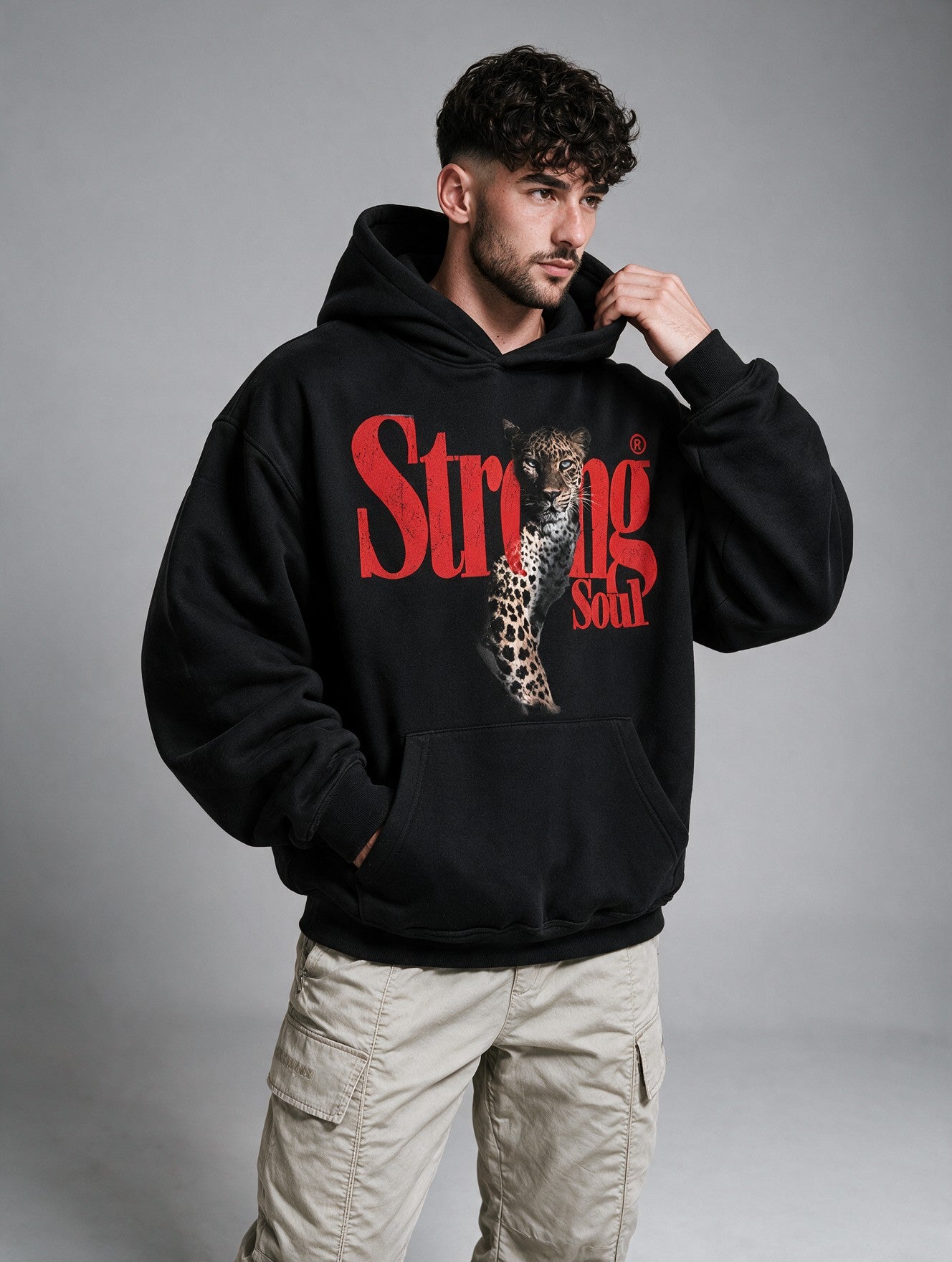 Black - Leopard - Oversized Hoodie 400 GSM