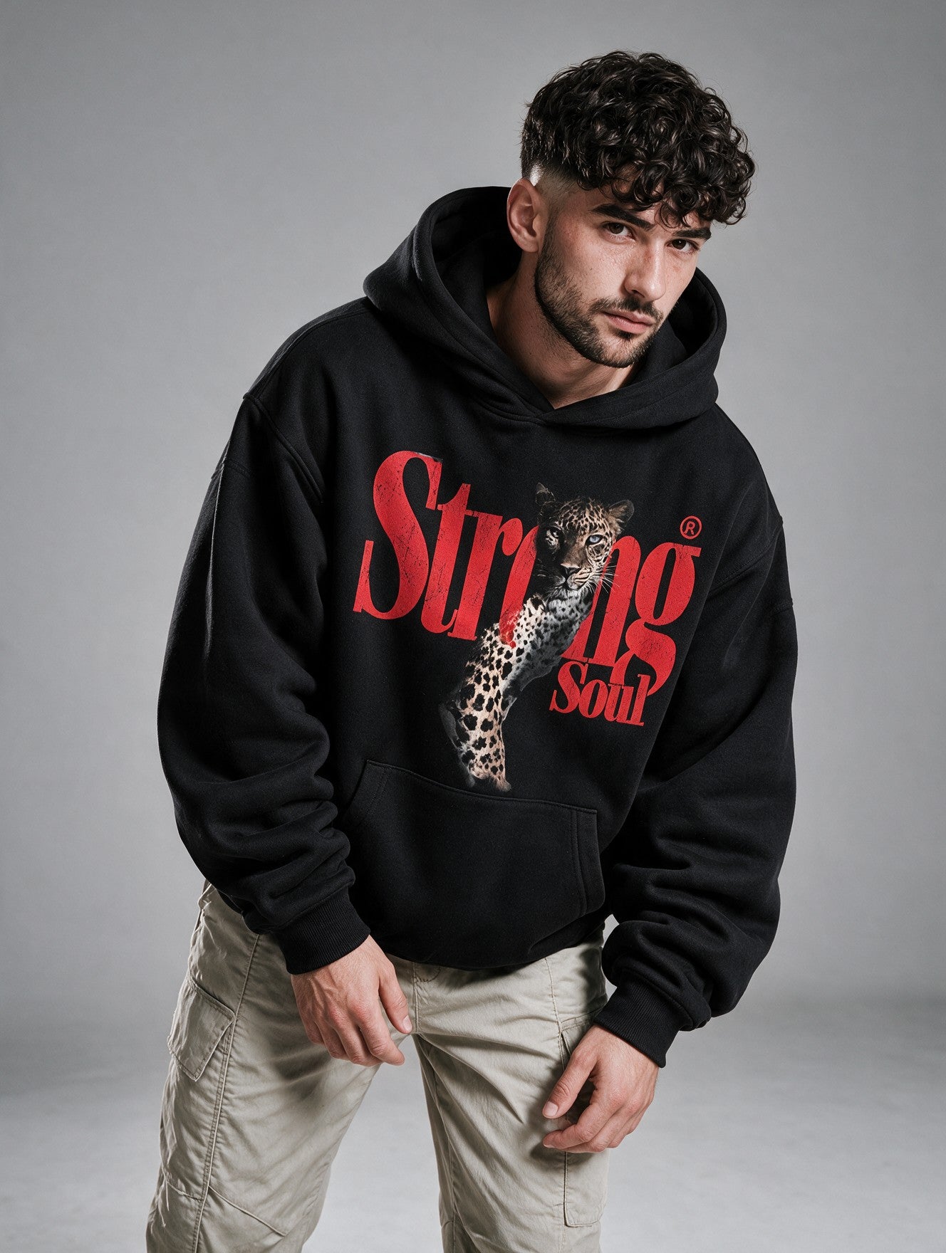 Black - Leopard - Oversized Hoodie 400 GSM
