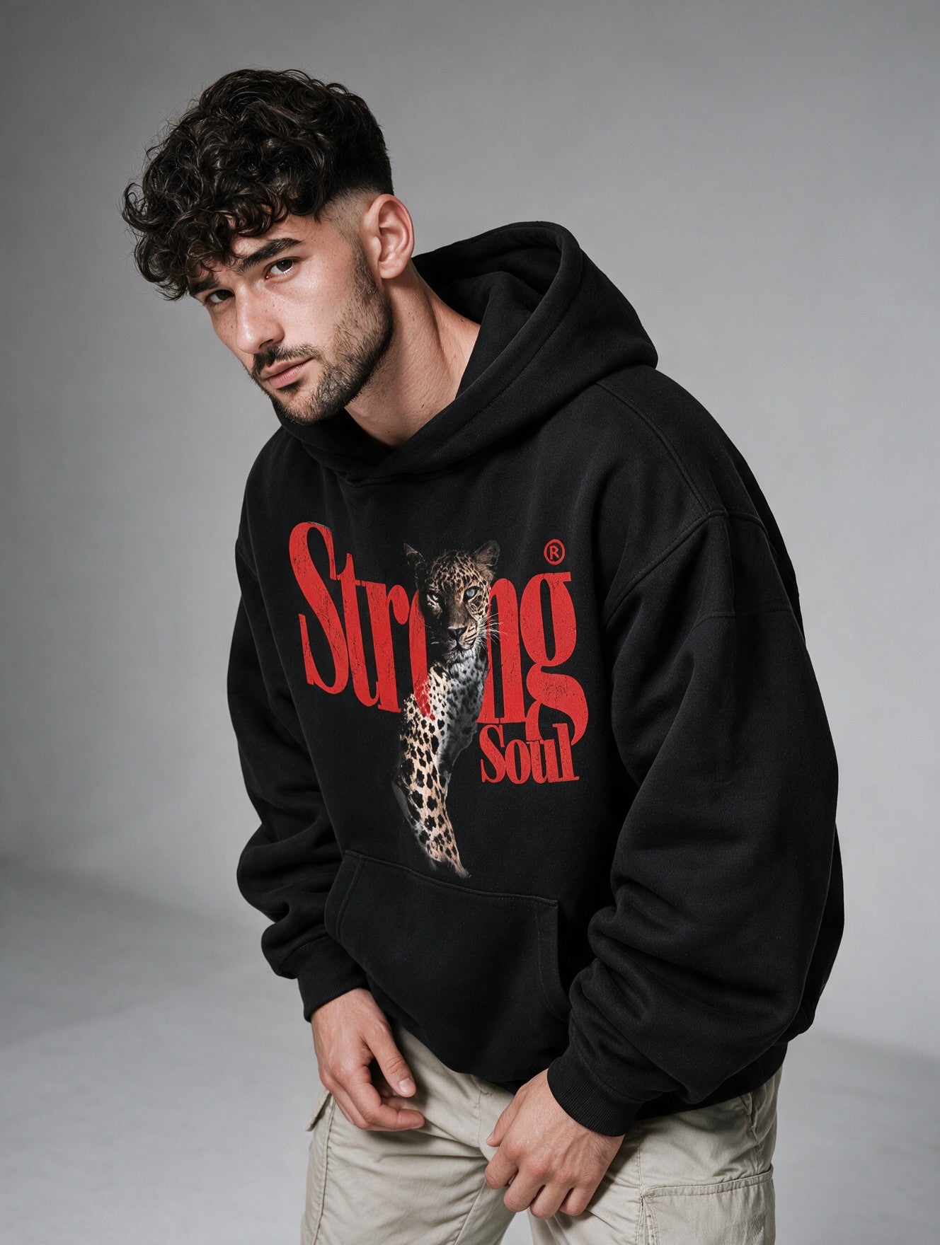 Black - Leopard - Oversized Hoodie 400 GSM