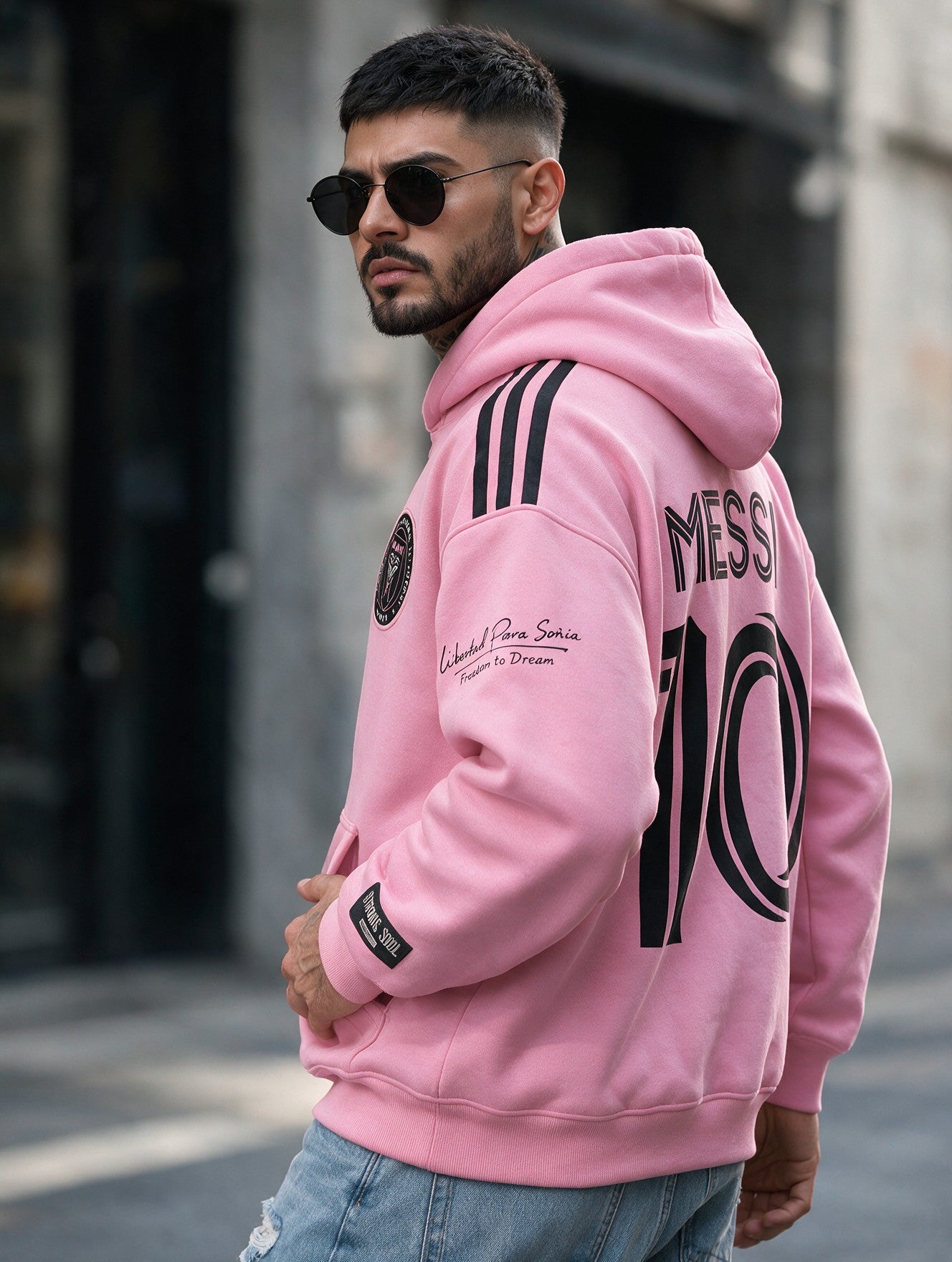 Pink - Football Goat 10 - Oversized Hoodie 400 GSM