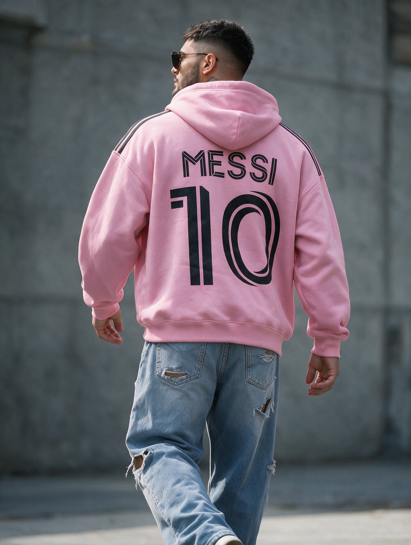 Pink - Football Goat 10 - Oversized Hoodie 400 GSM