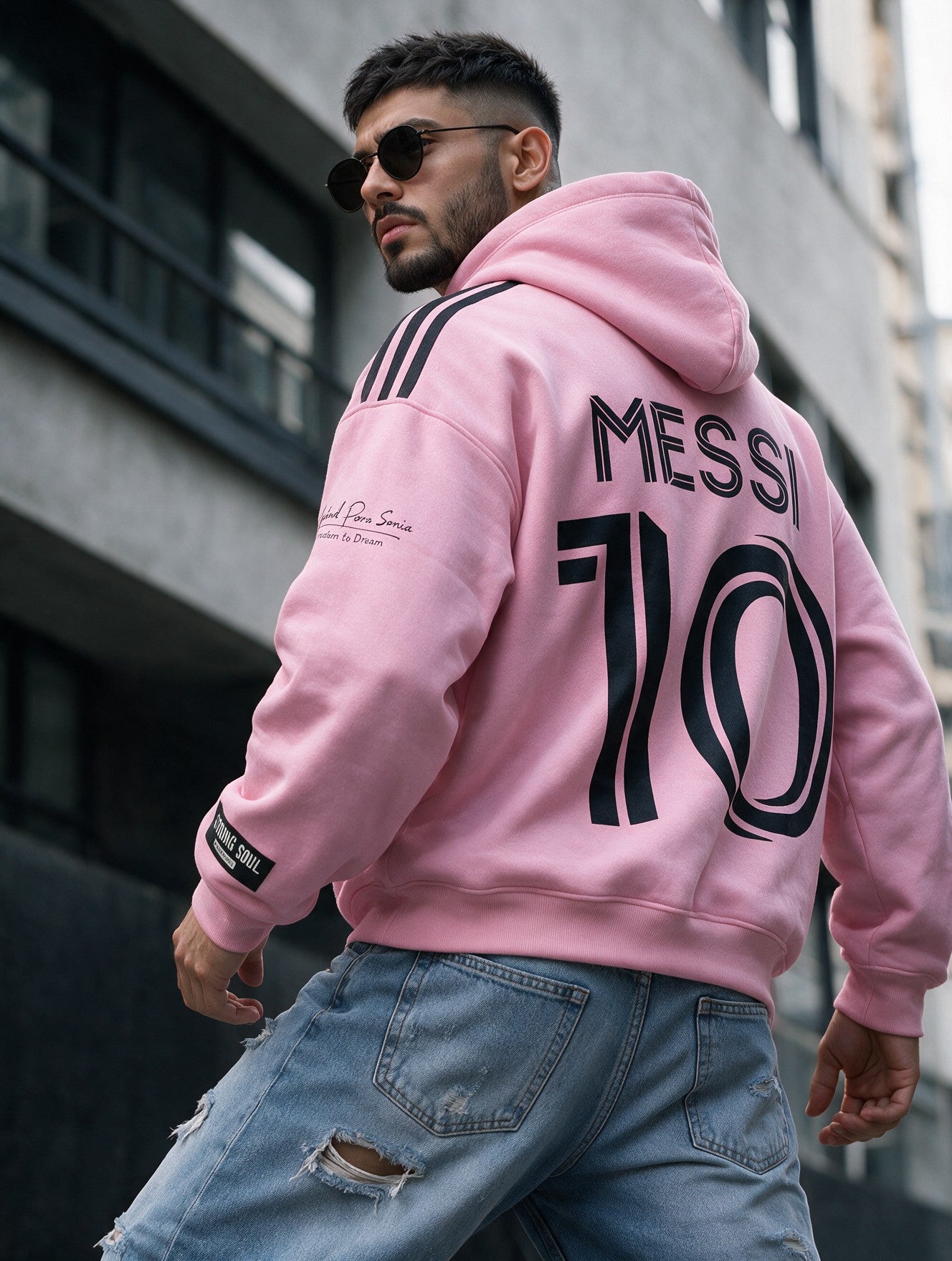 Pink - Football Goat 10 - Oversized Hoodie 400 GSM