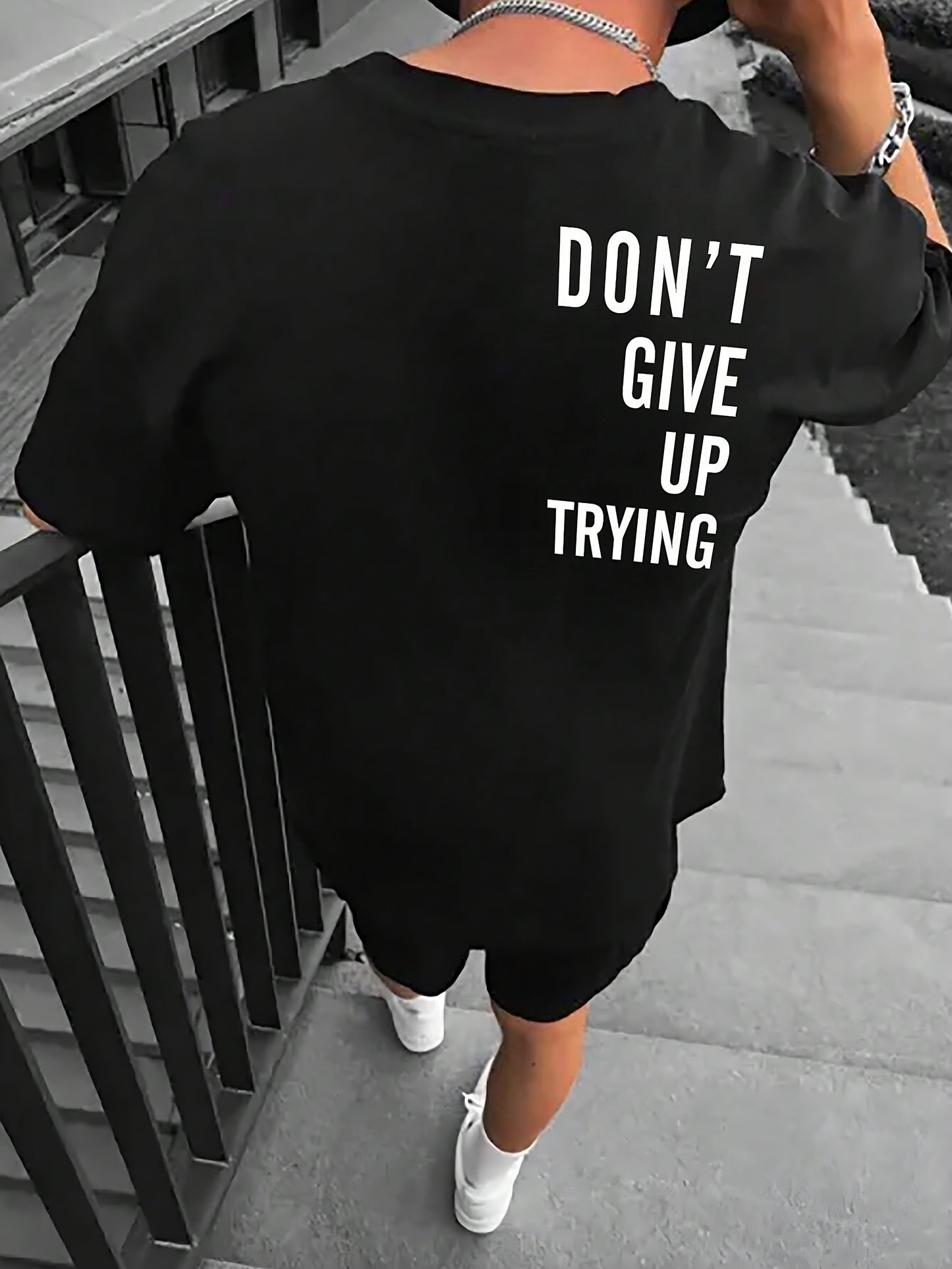 Don't Give Up Trying - Black - Gym Oversized T Shirt Strong Soul Shirts & Tops