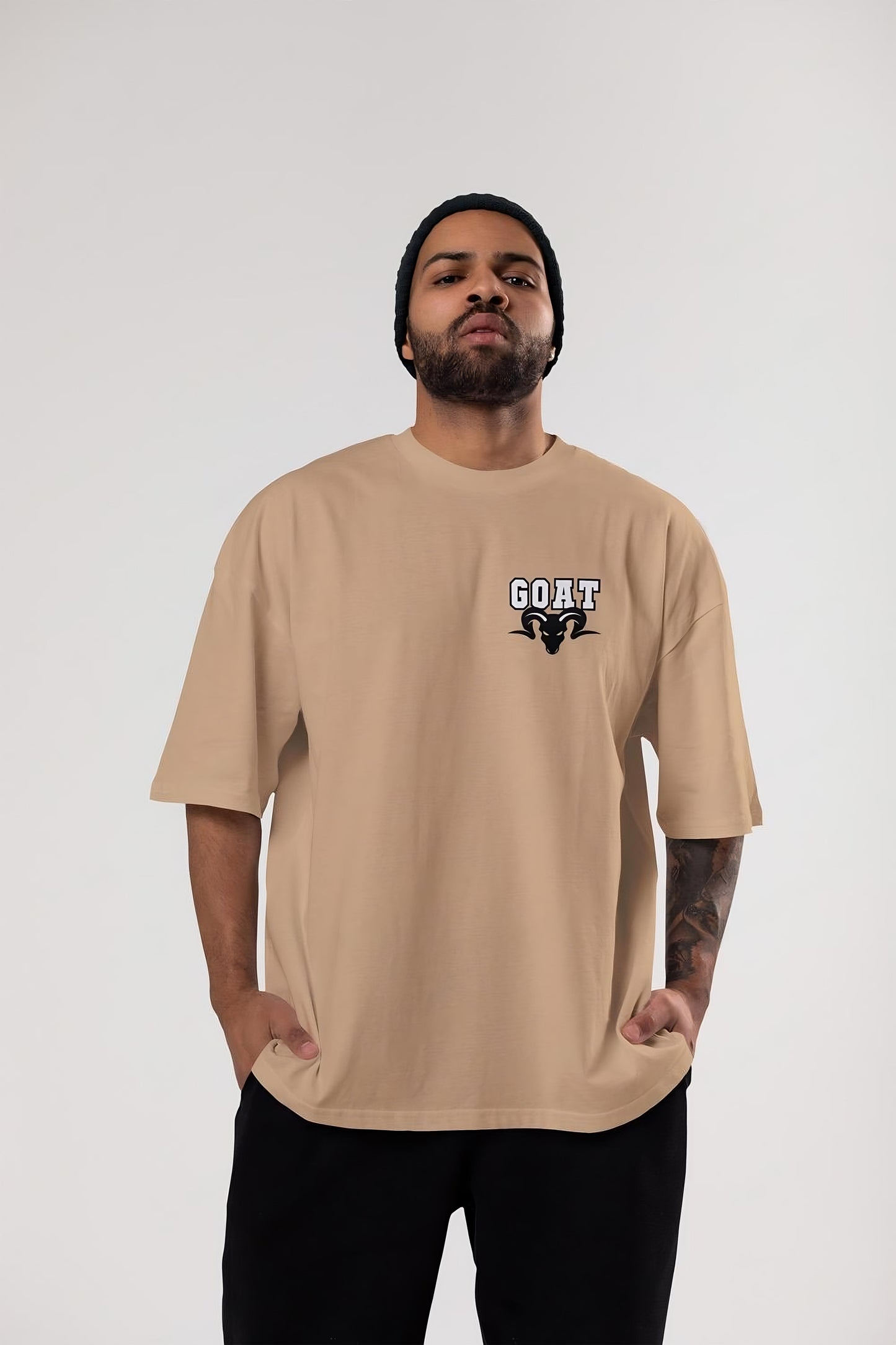 The GOAT  - Beige - Gym Oversized T Shirt Strong Soul Shirts & Tops