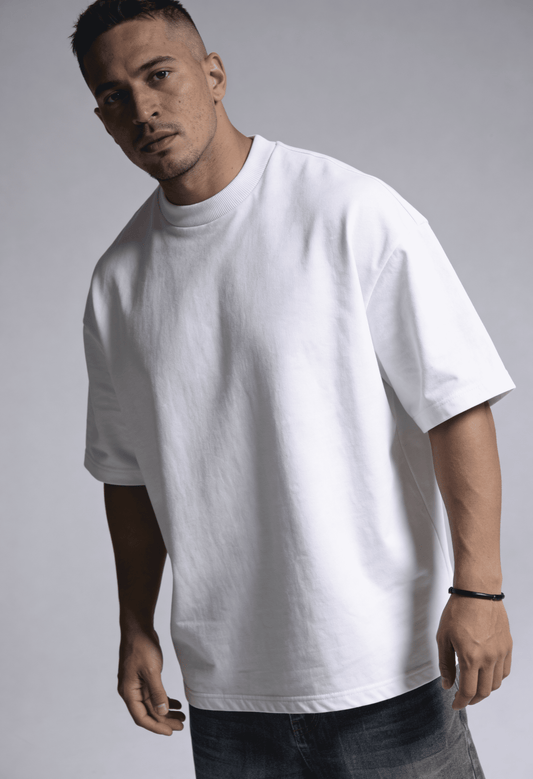 Plain - T-Shirt - White - Oversized