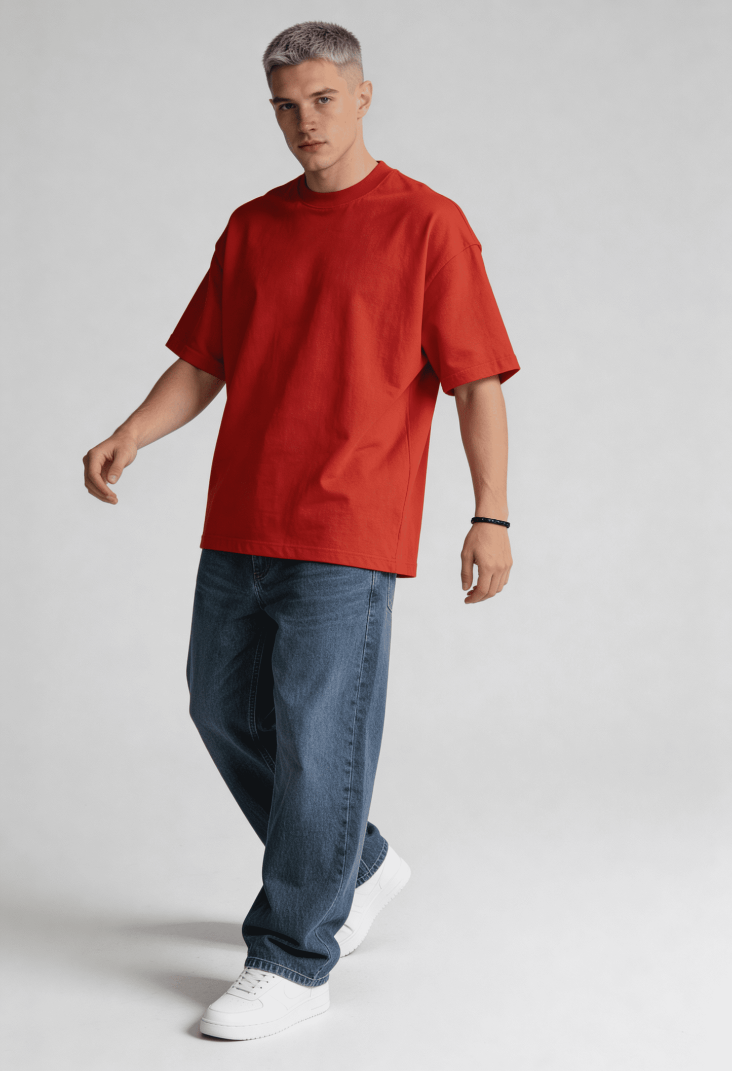 Plain - T-Shirt - Red - Oversized